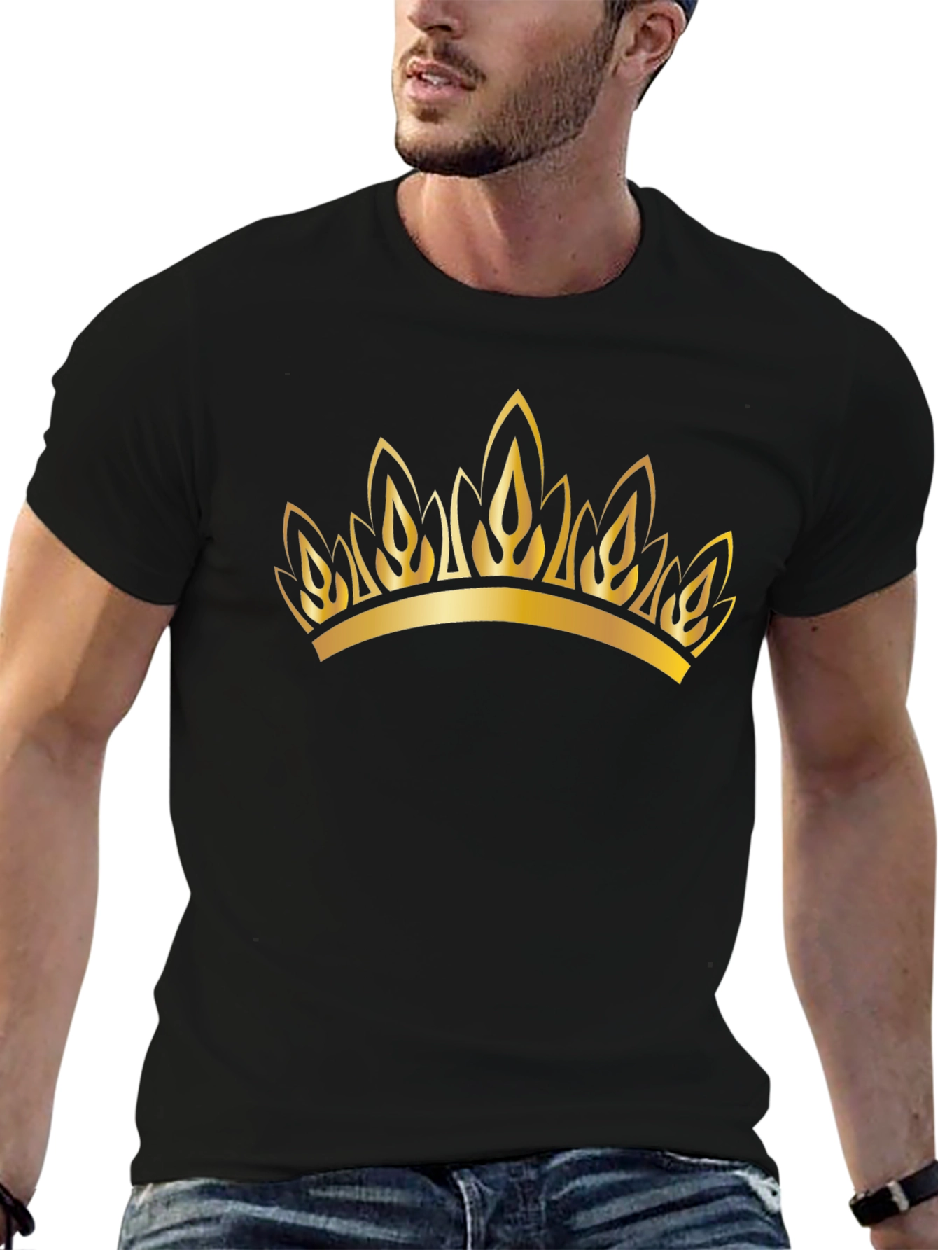 Golden Crown Graphic Black T-Shirt