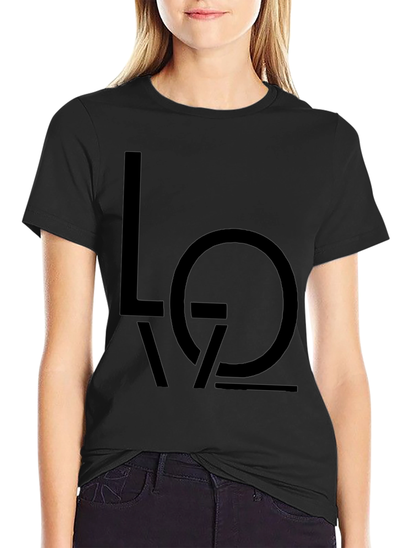 Minimalist LOVE Graphic Print Black T-Shirt
