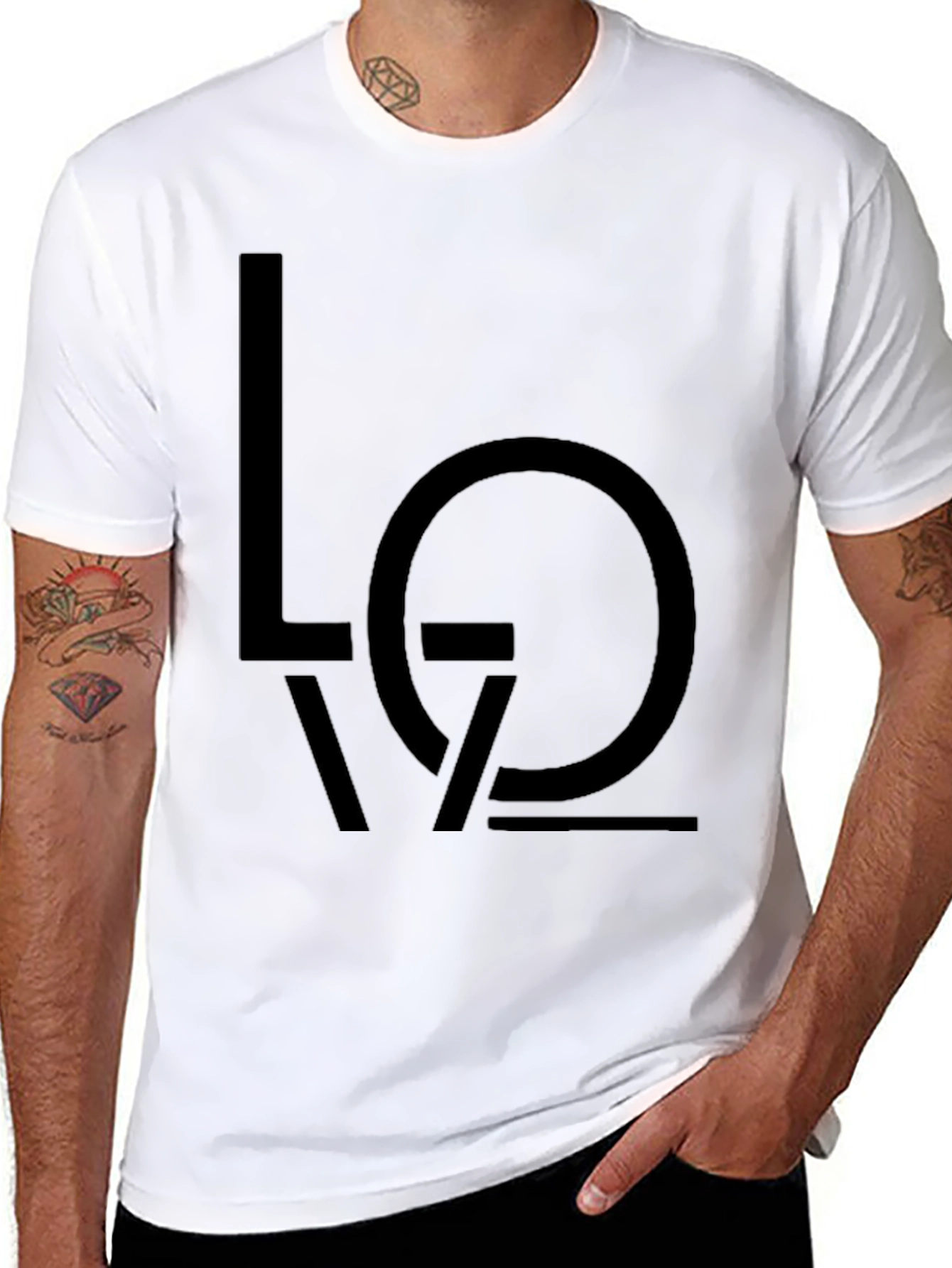Minimalist LOVE Graphic Print Black T-Shirt