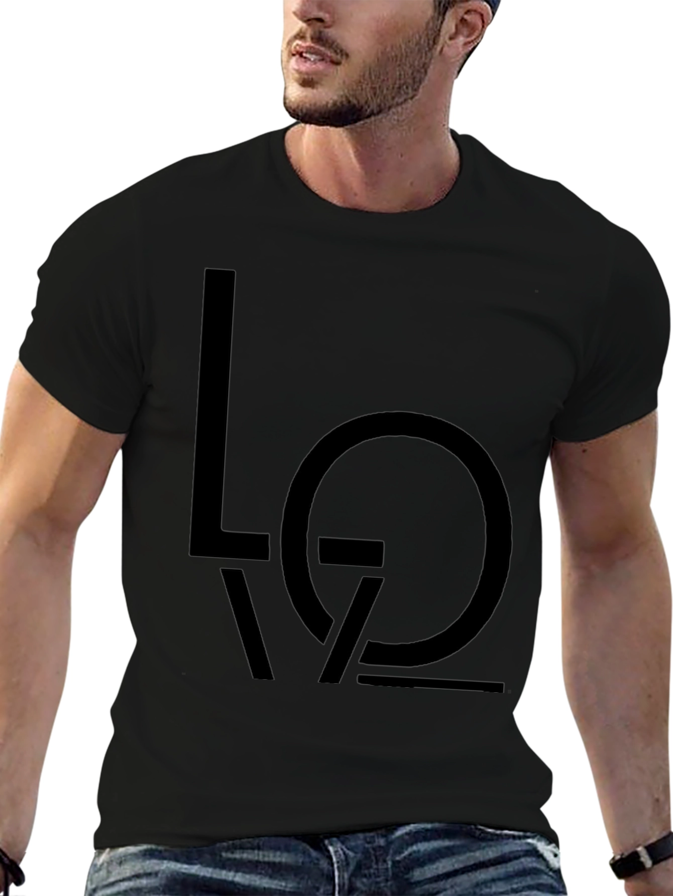 Minimalist LOVE Graphic Print Black T-Shirt