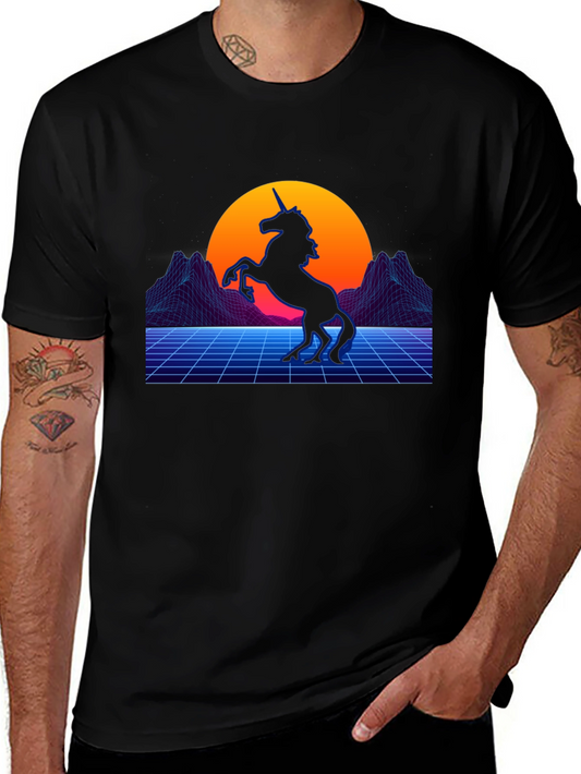Retro Unicorn T-Shirt - Synthwave Style