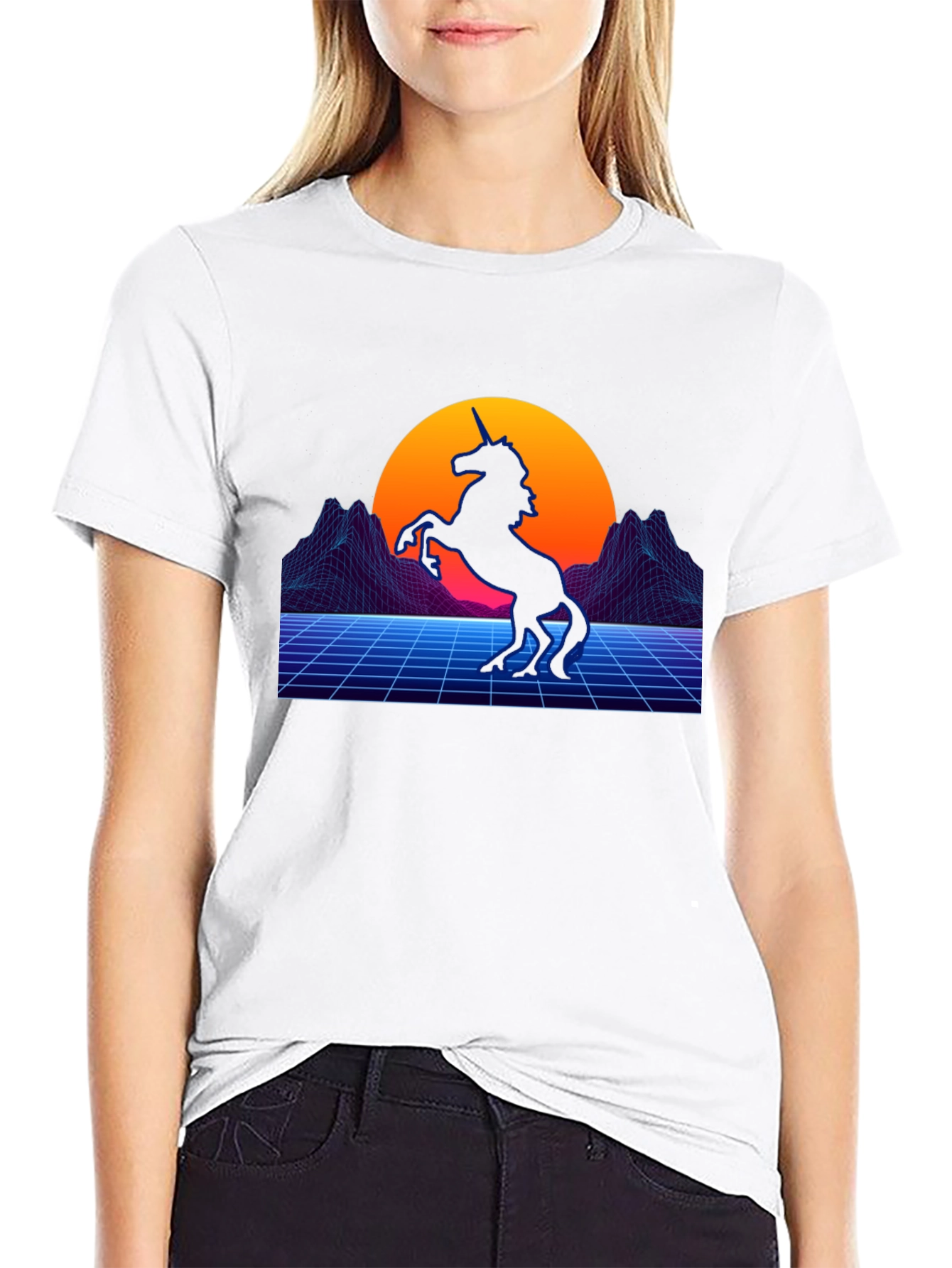 Retro Unicorn T-Shirt - Synthwave Style