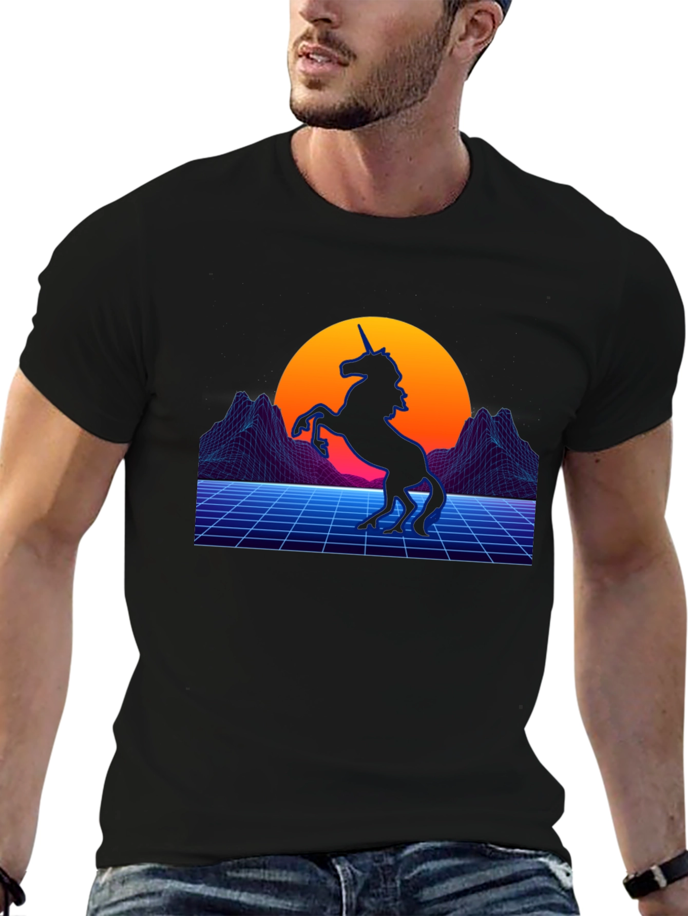 Retro Unicorn T-Shirt - Synthwave Style