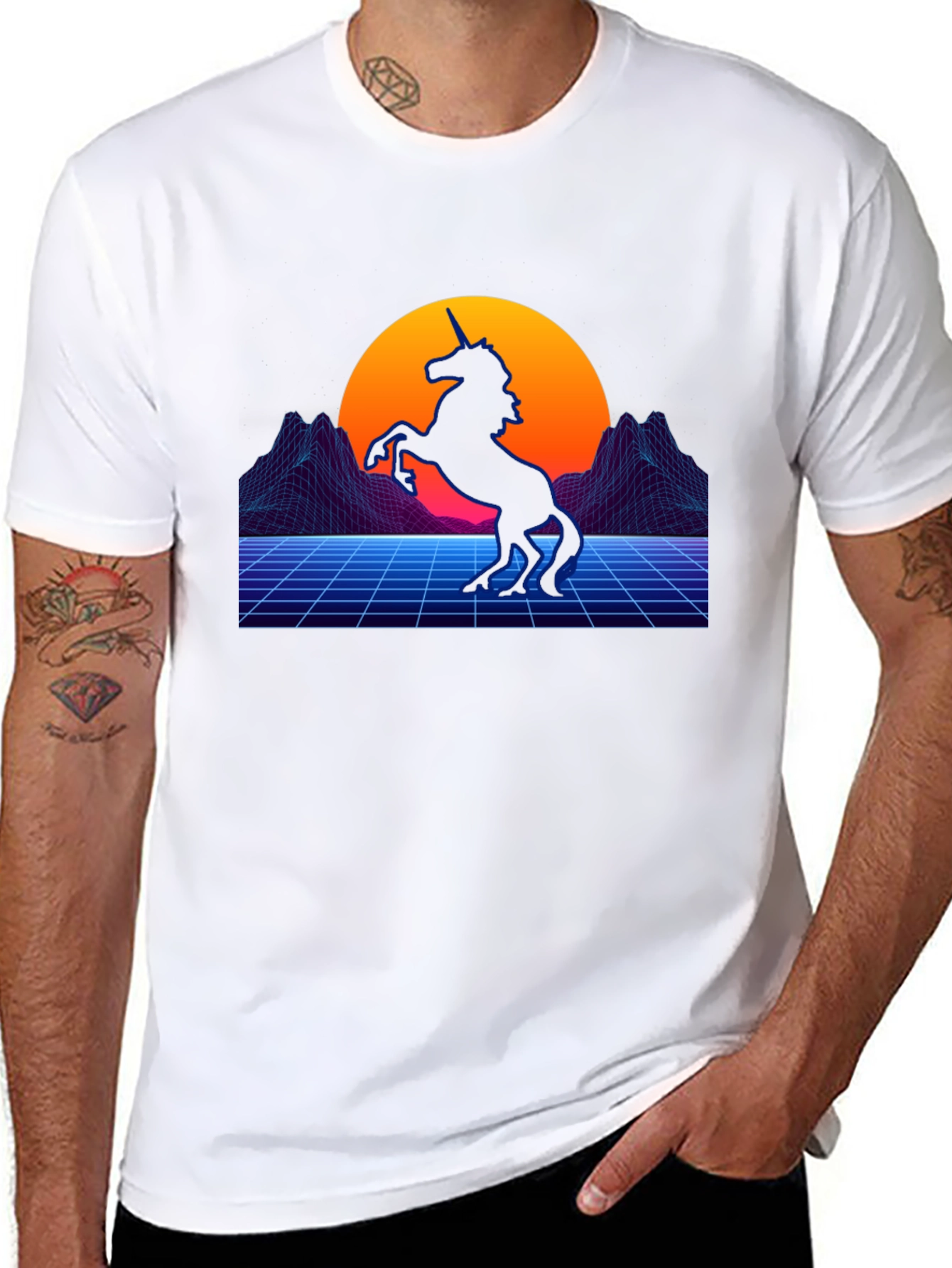 Retro Unicorn T-Shirt - Synthwave Style