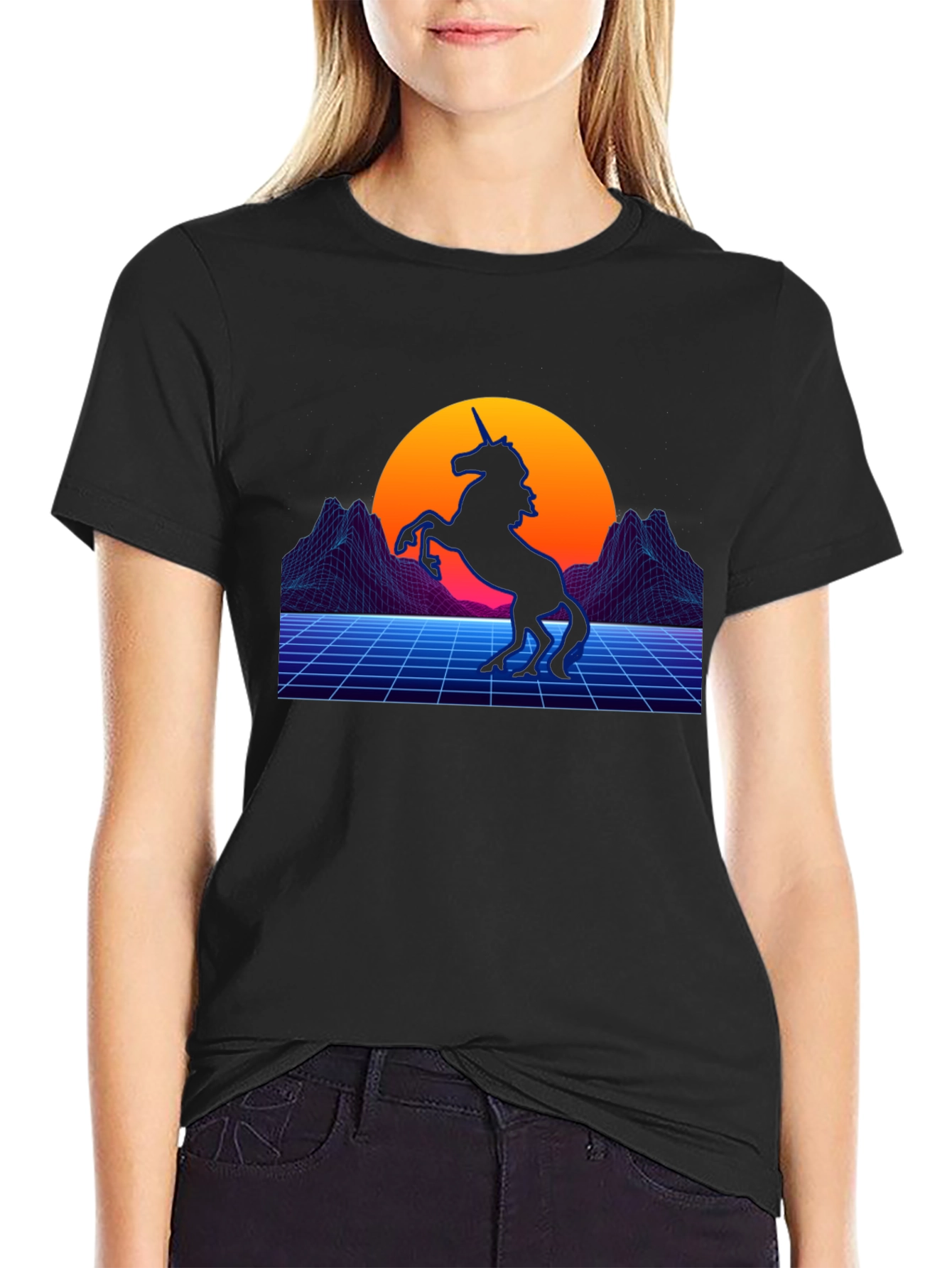 Retro Unicorn T-Shirt - Synthwave Style