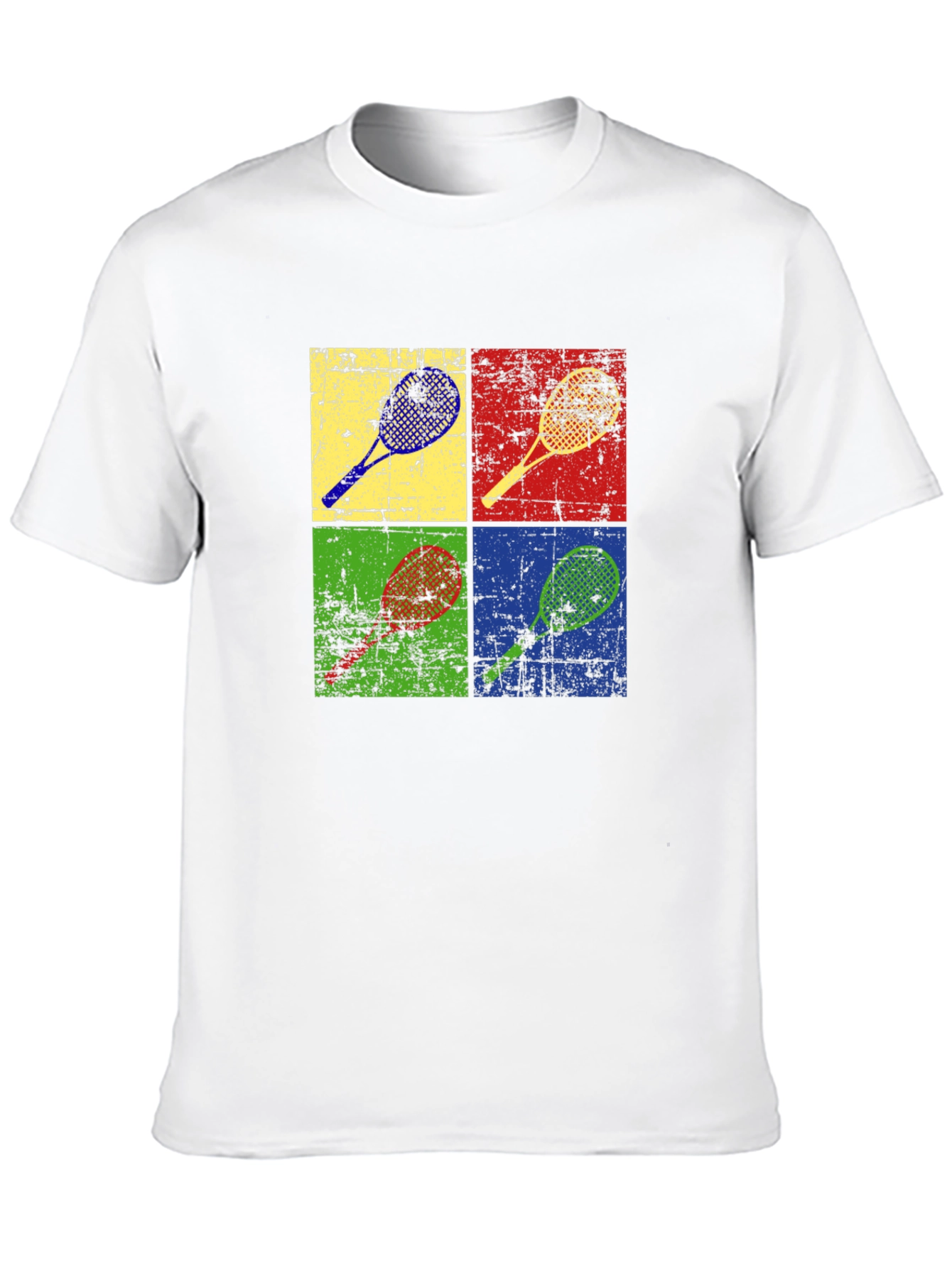 Retro Tennis Racket Graphic Tee - Pop Art Design
