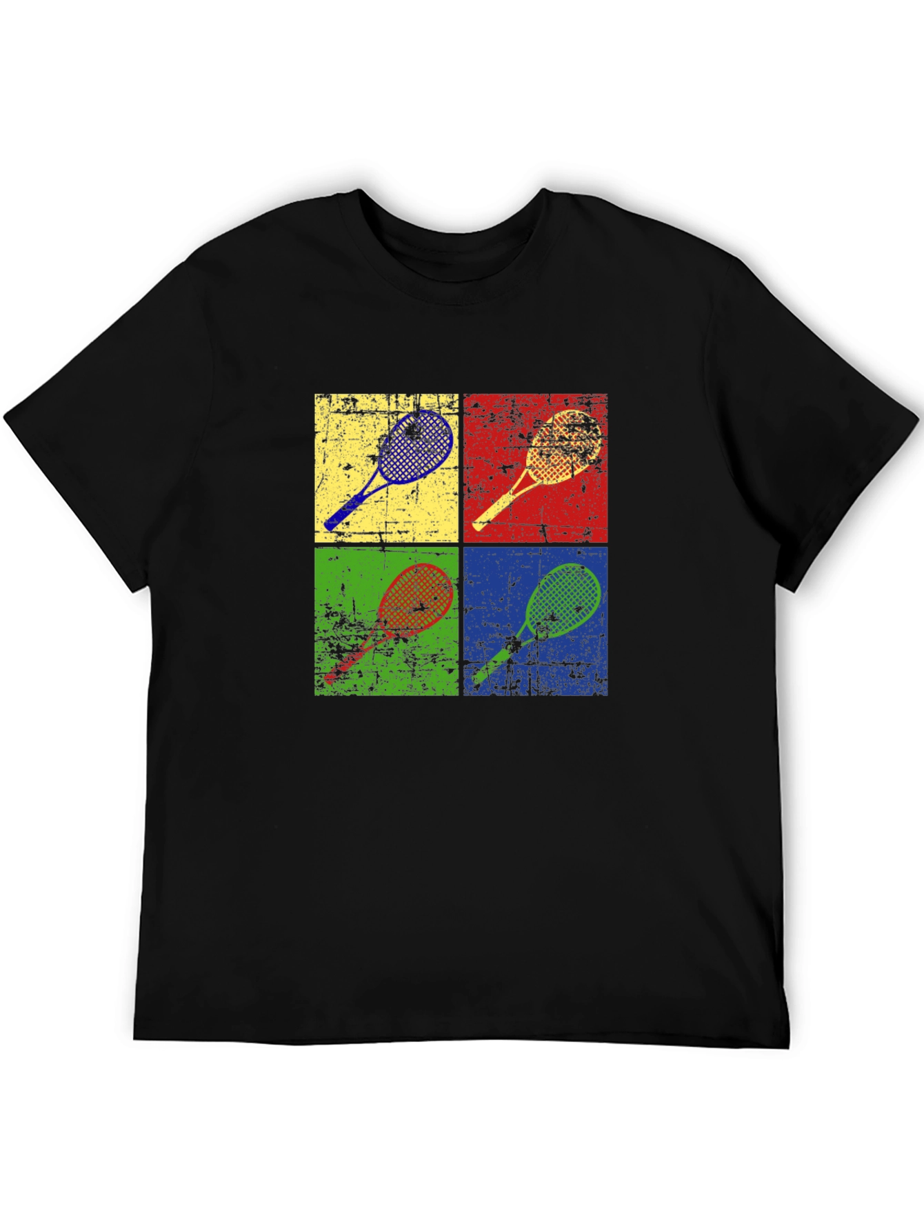 Retro Tennis Racket Graphic Tee - Pop Art Design