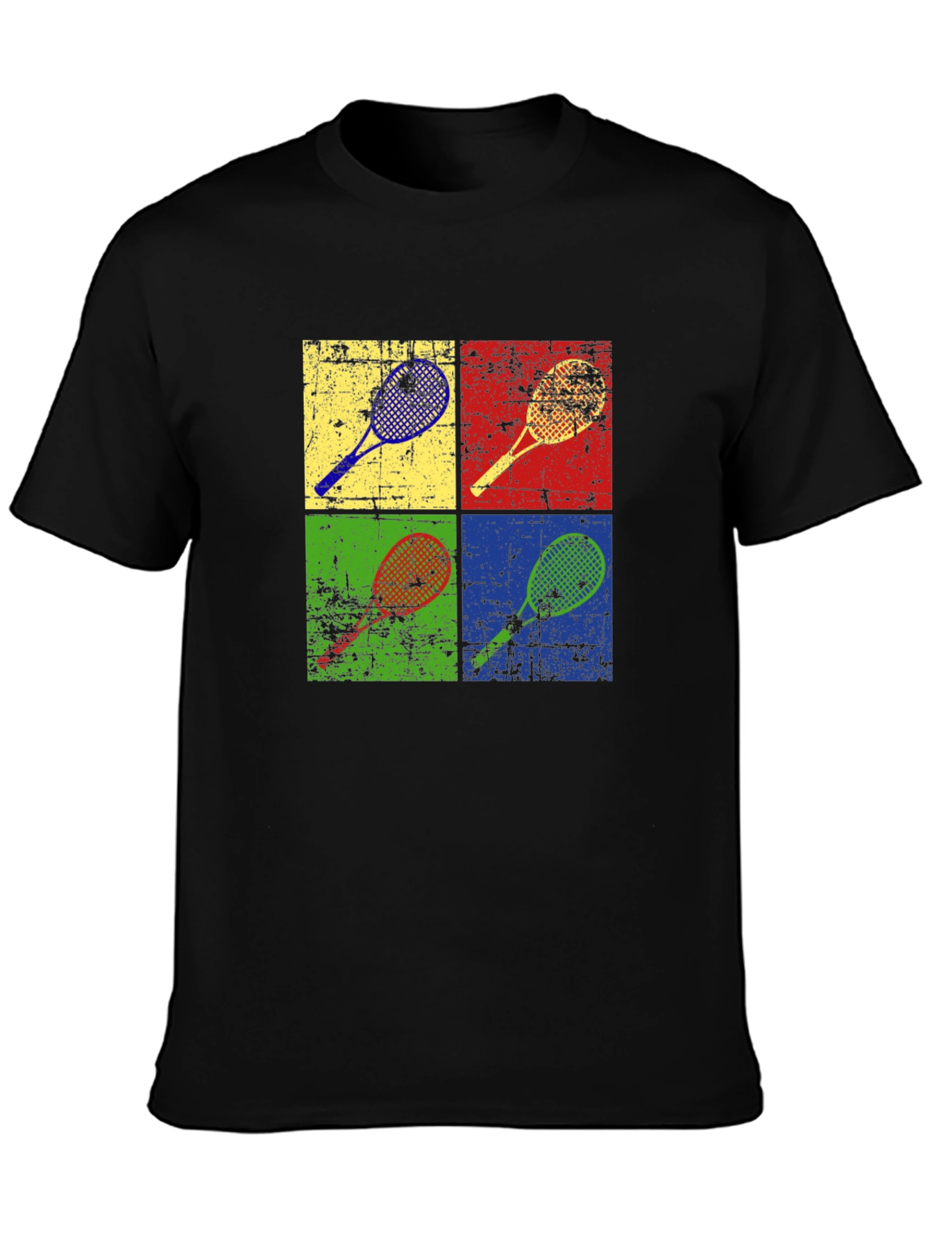 Retro Tennis Racket Graphic Tee - Pop Art Design