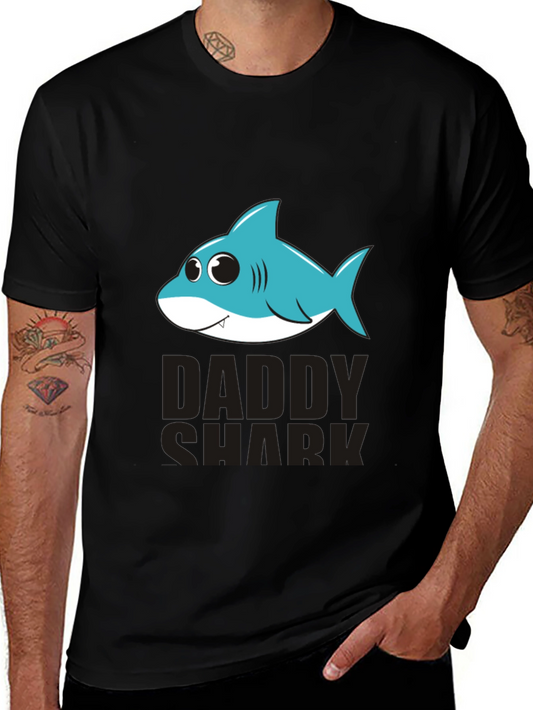Daddy Shark Graphic T-Shirt - Black Cotton Blend