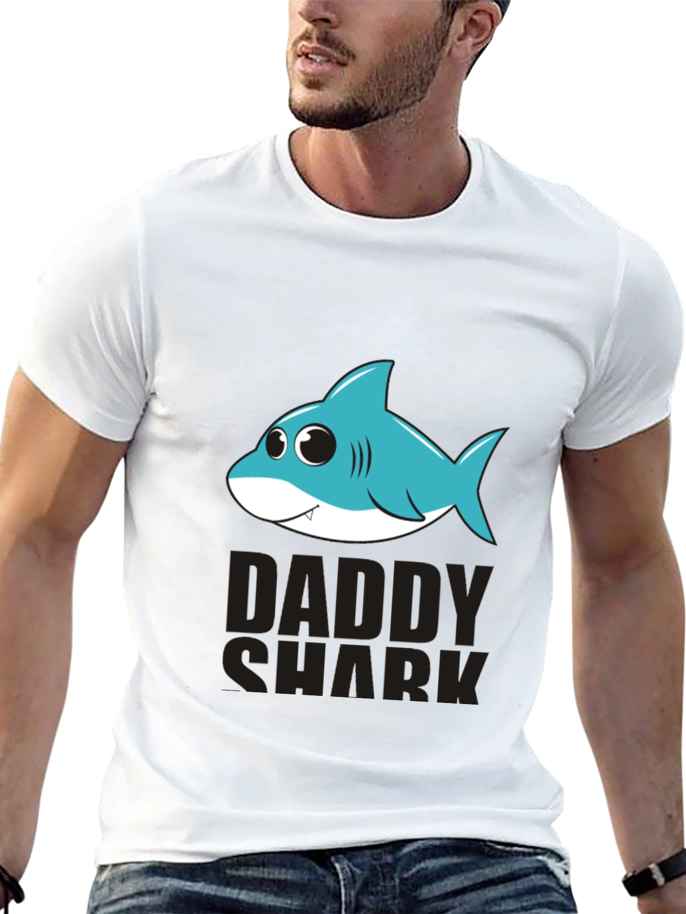 Daddy Shark Graphic T-Shirt - Black Cotton Blend