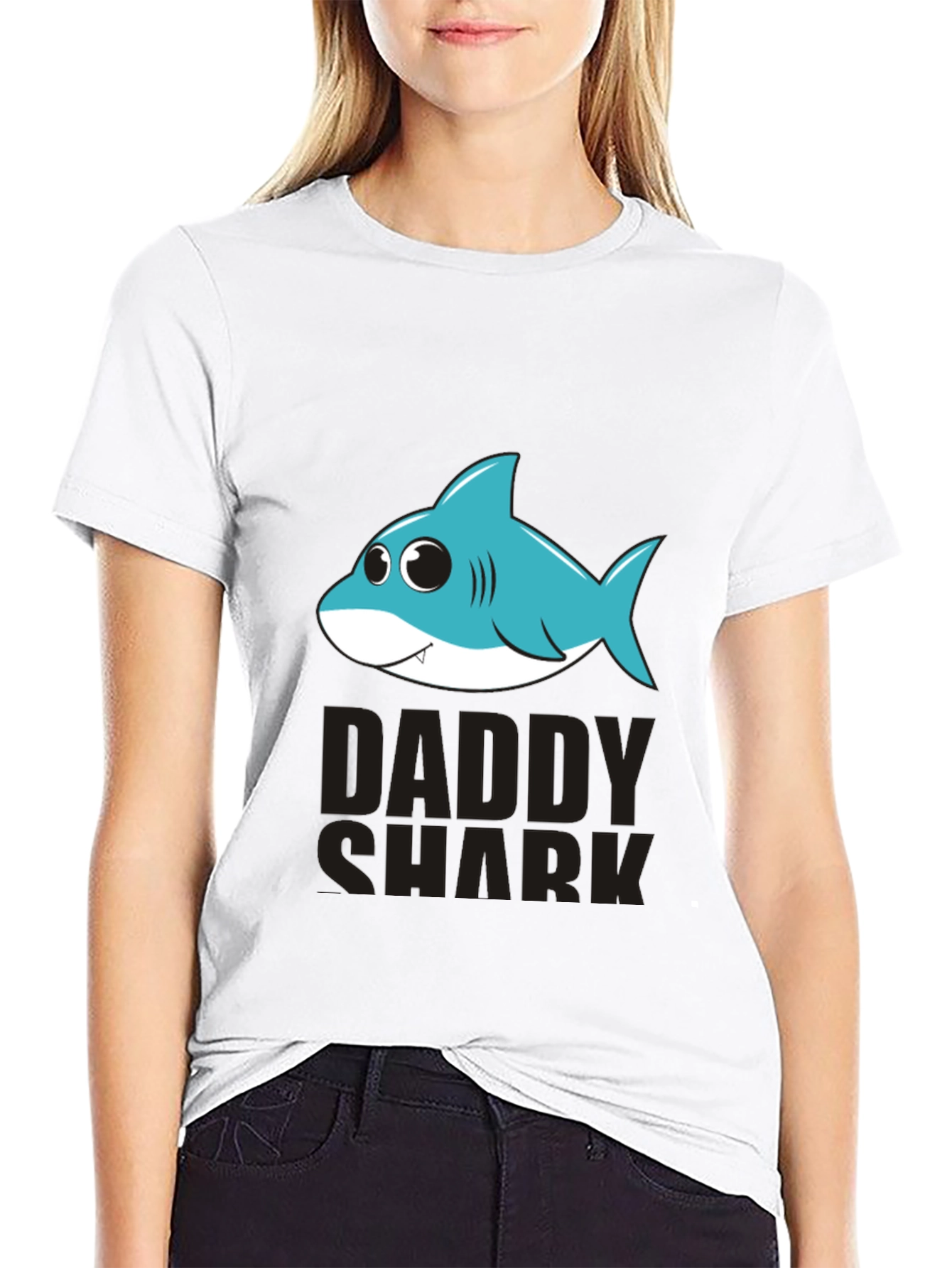 Daddy Shark Graphic T-Shirt - Black Cotton Blend