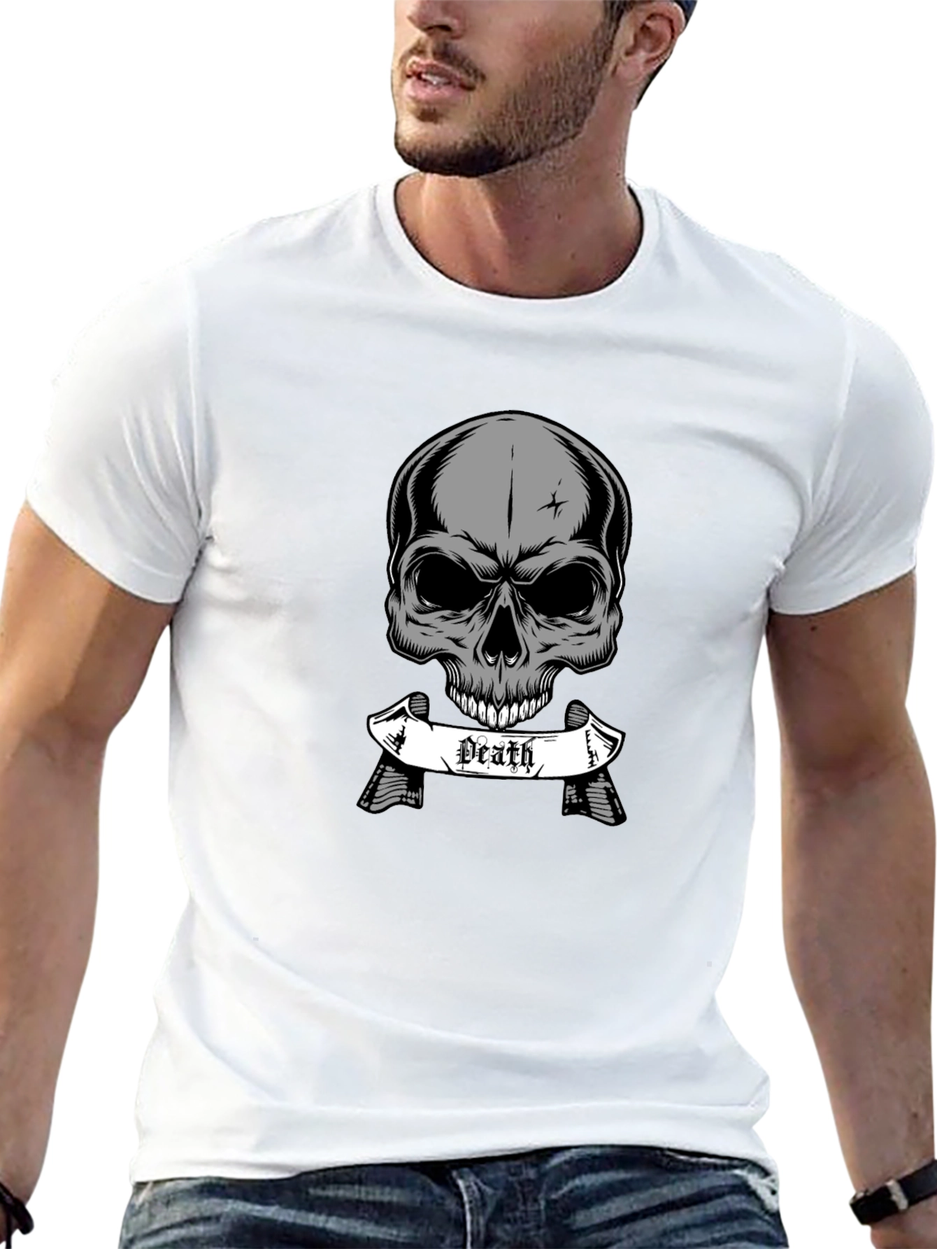 Skull Death Graphic Print Black T-Shirt