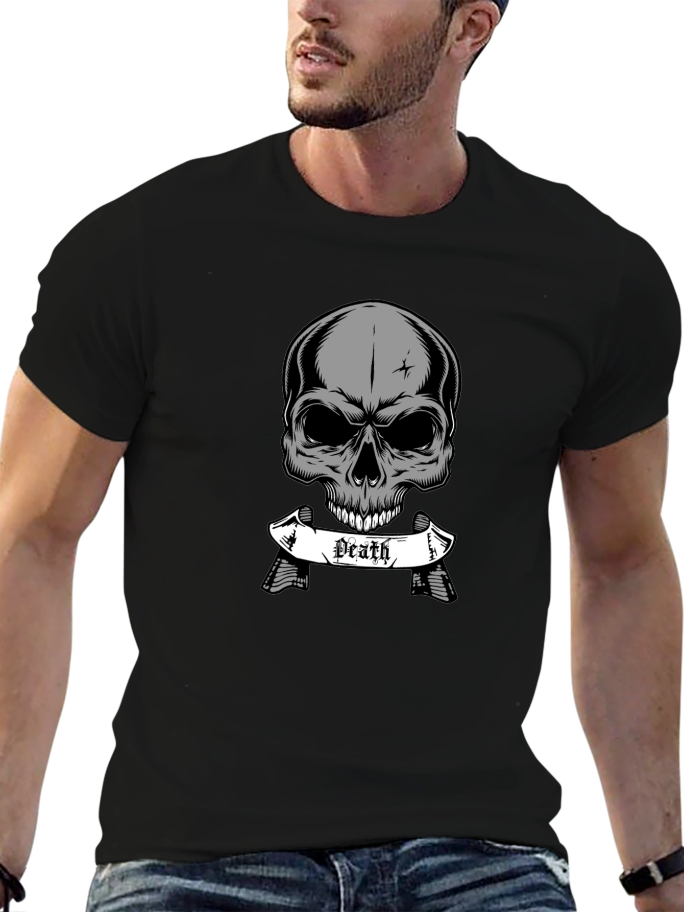 Skull Death Graphic Print Black T-Shirt