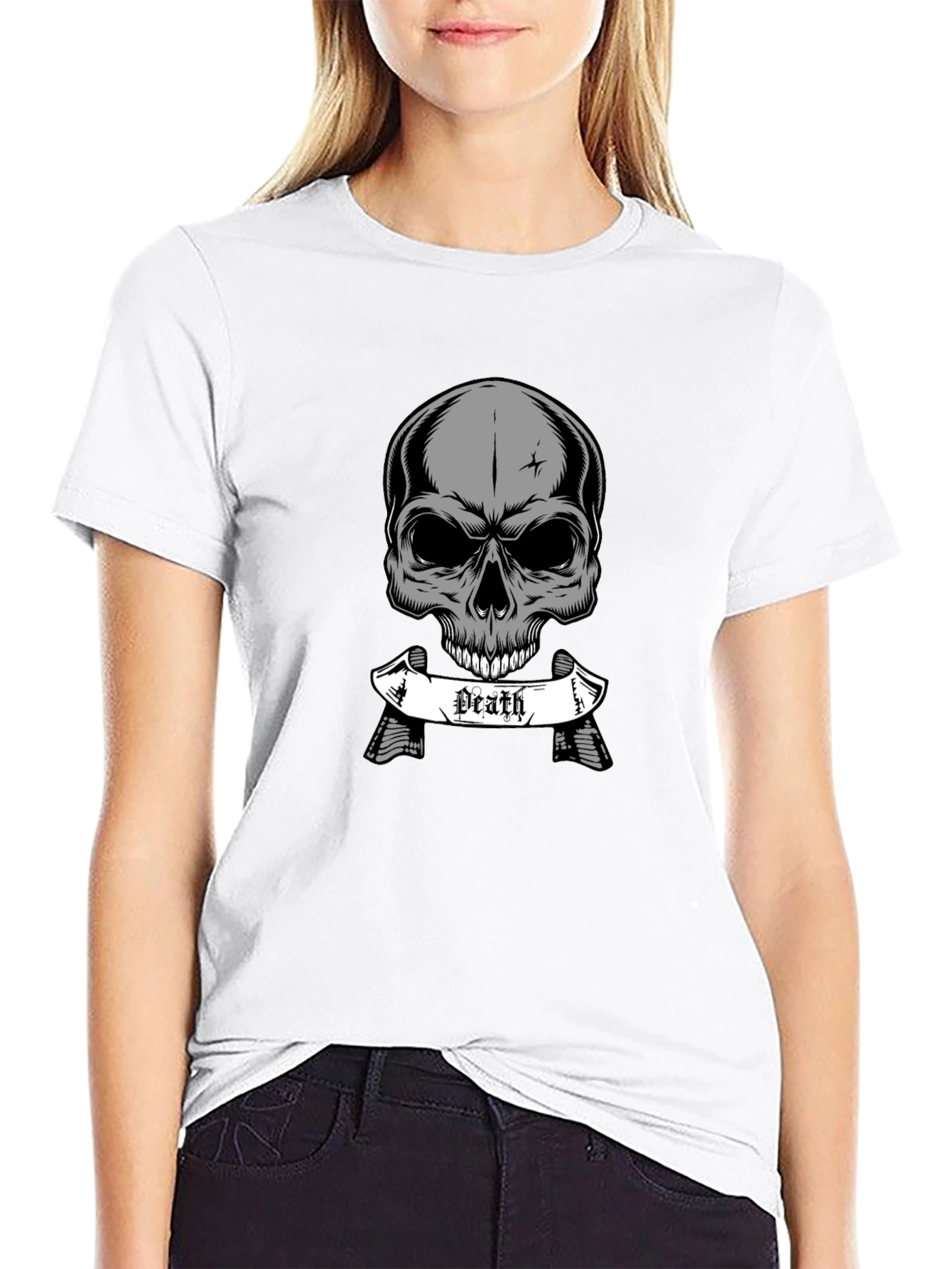 Skull Death Graphic Print Black T-Shirt