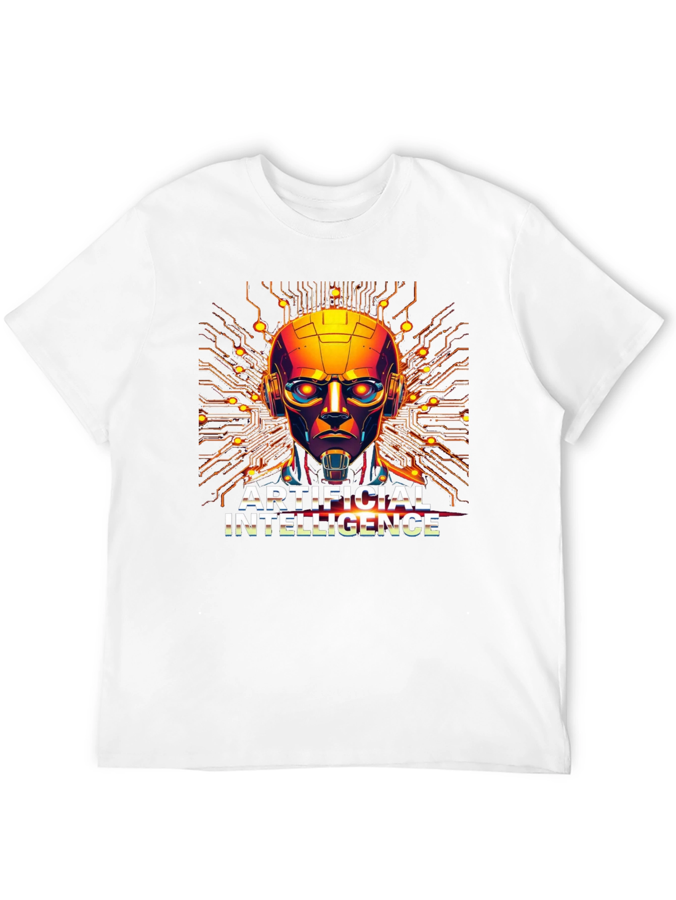 AI Robot Head Graphic Black T-Shirt