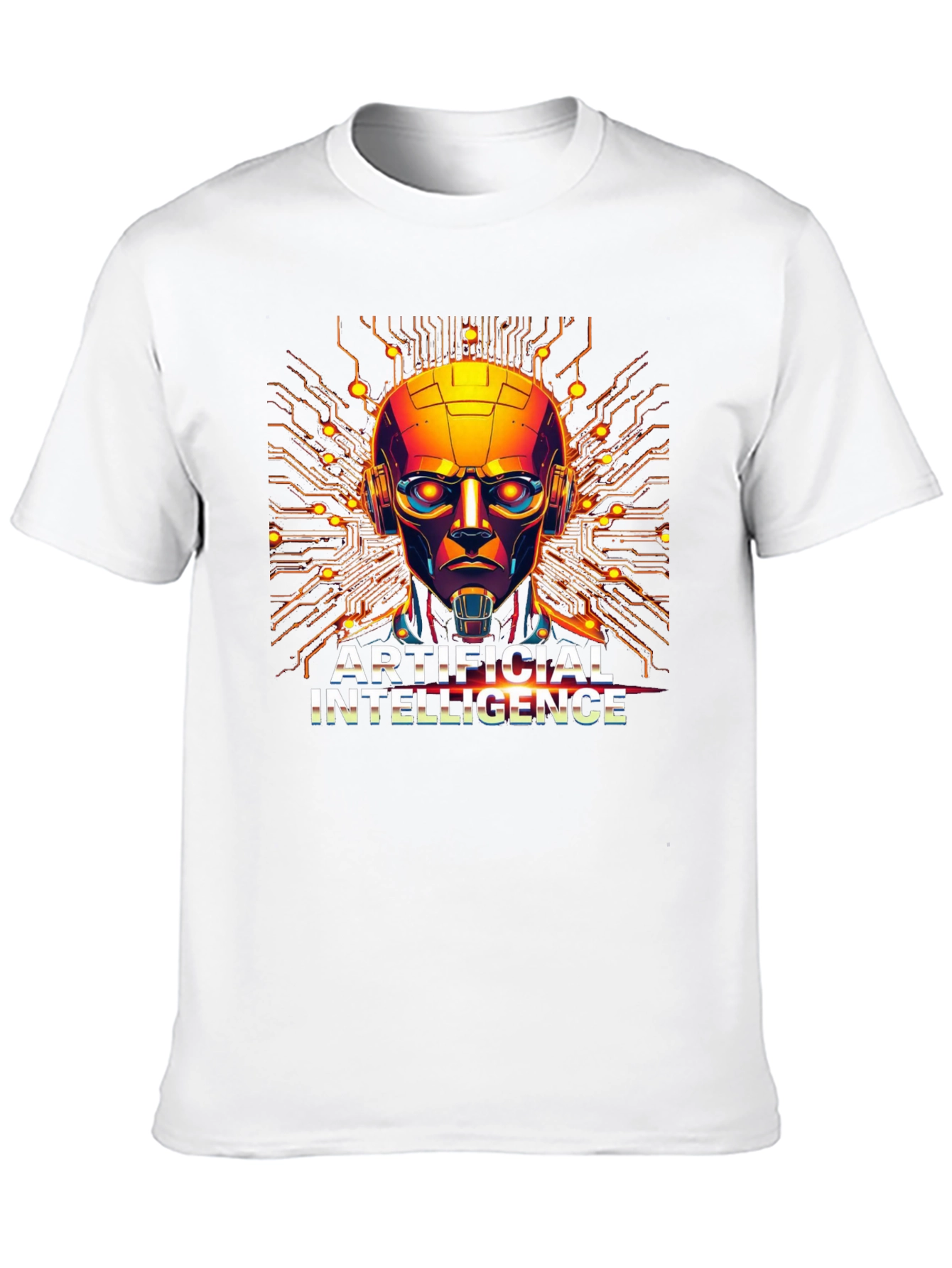 AI Robot Head Graphic Black T-Shirt