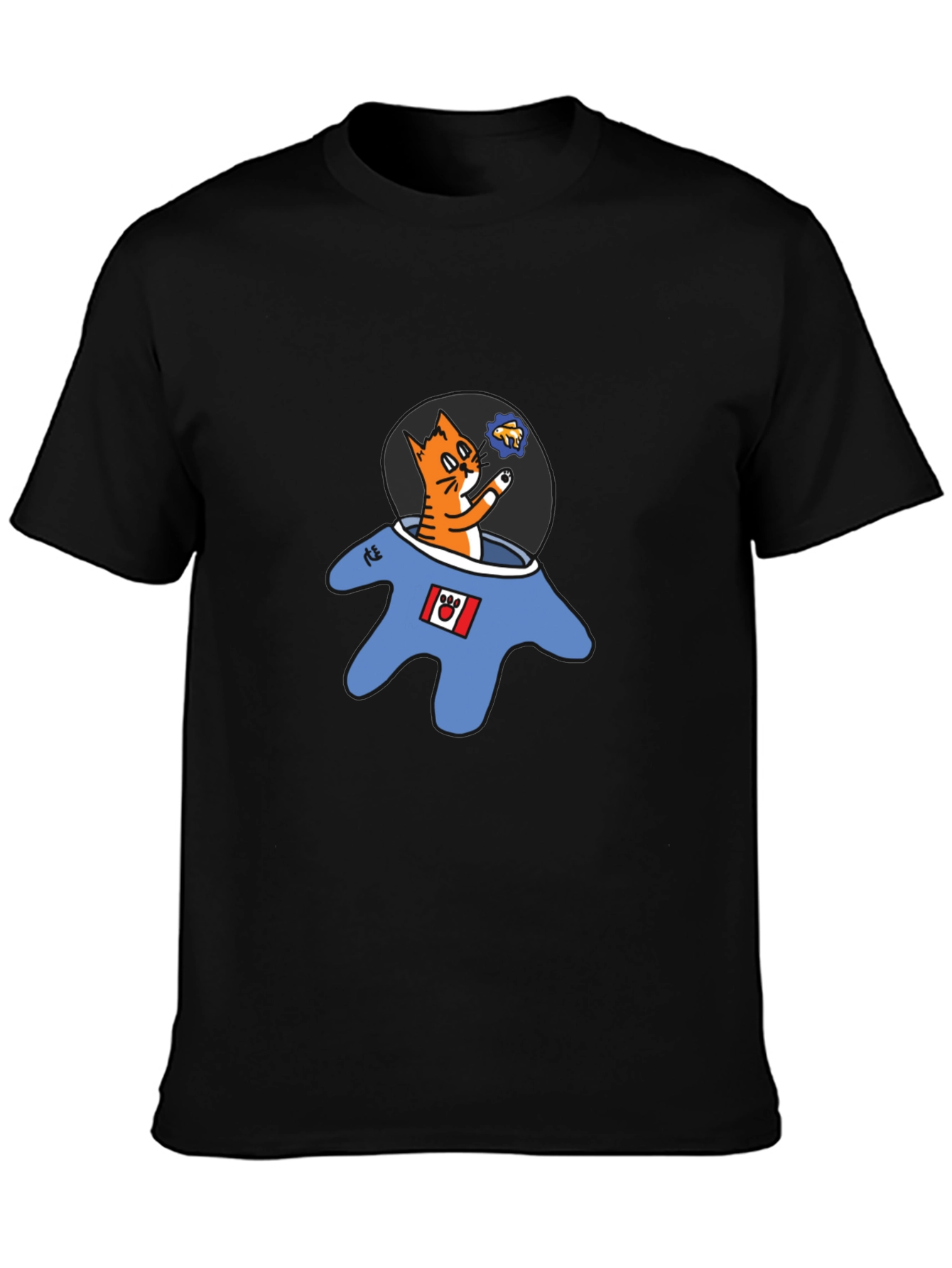 Cat Astronaut Graphic T-Shirt - Black