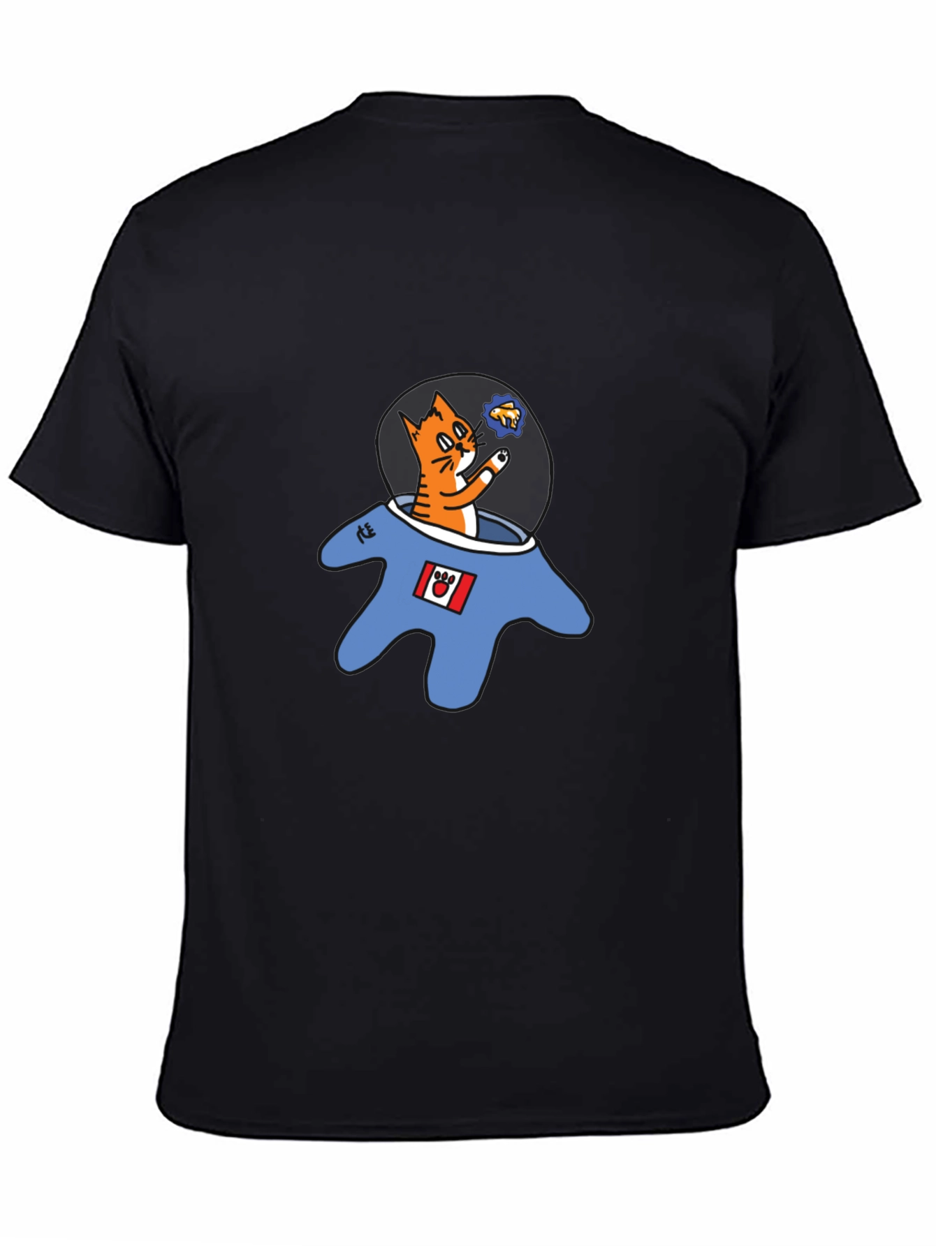 Cat Astronaut Graphic T-Shirt - Black