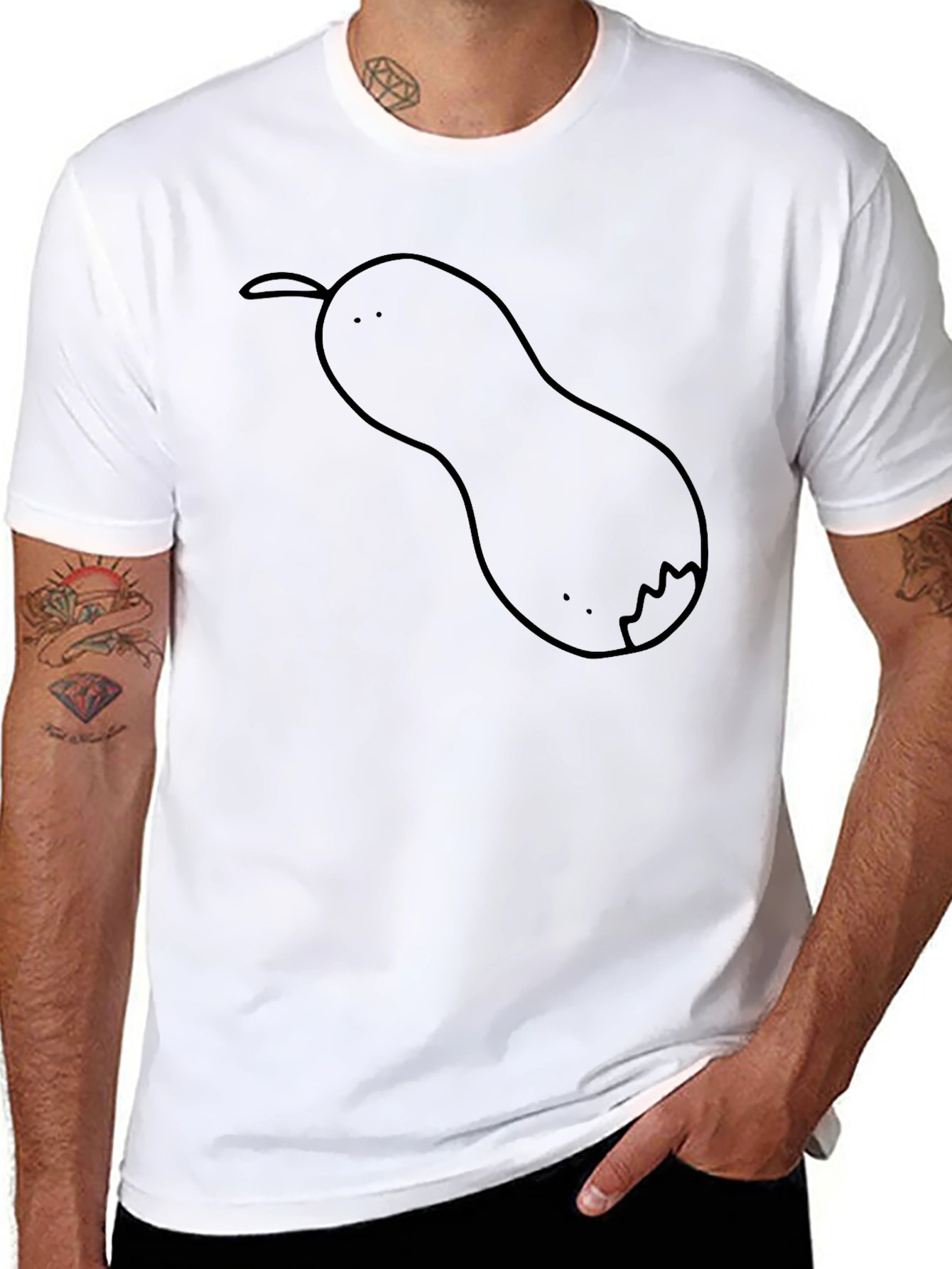 Black Cartoon Pear T-Shirt