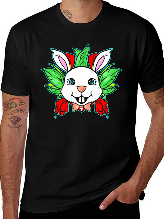 Cute Bunny Graphic Black T-Shirt