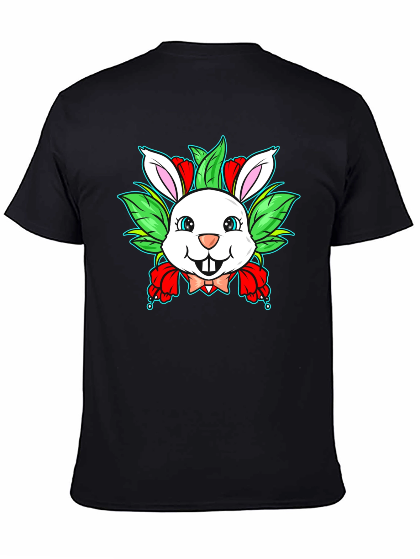 Cute Bunny Graphic Black T-Shirt