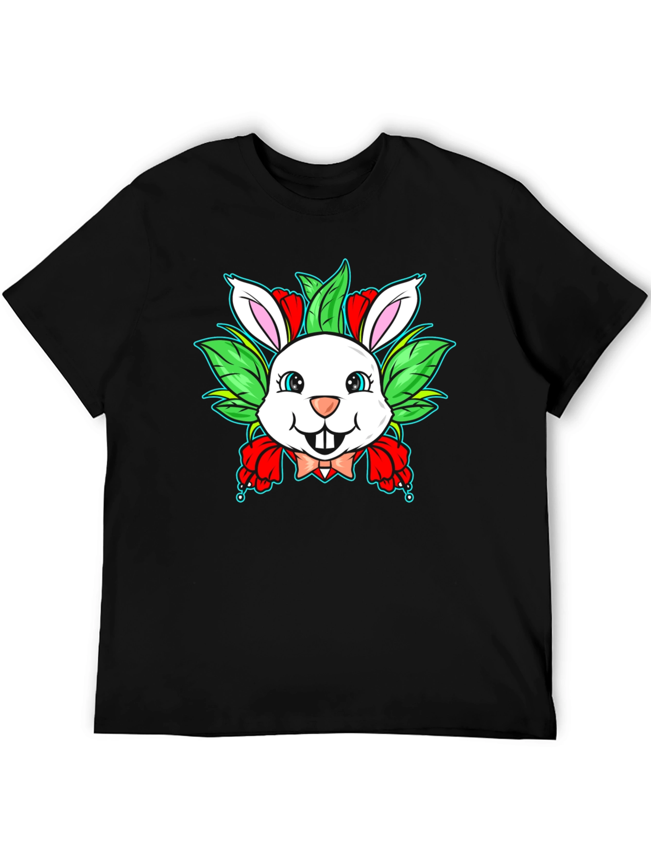 Cute Bunny Graphic Black T-Shirt