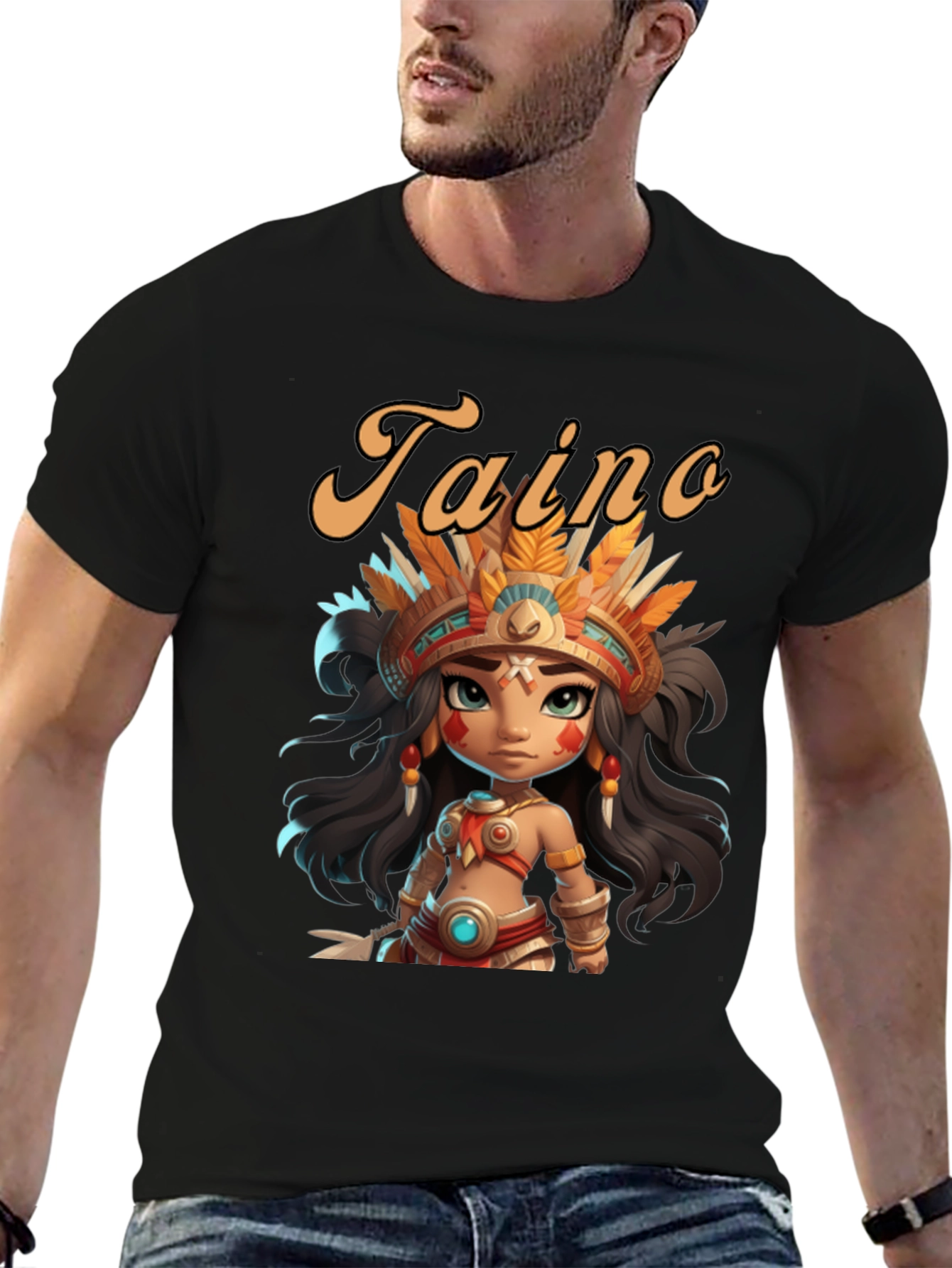 Taino Girl Black T-Shirt