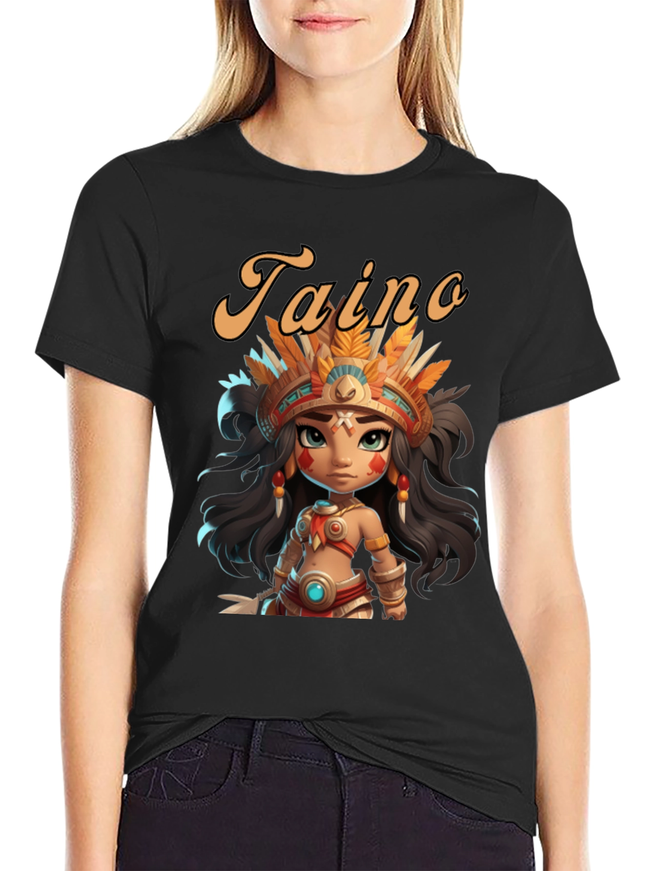 Taino Girl Black T-Shirt