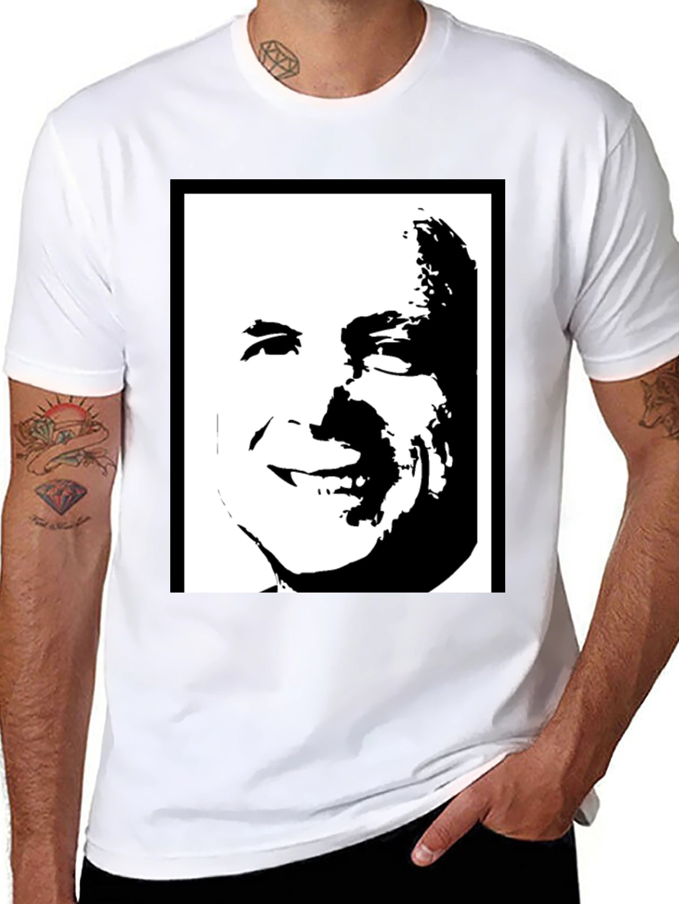 Black Graphic Tee - Bold Face Design