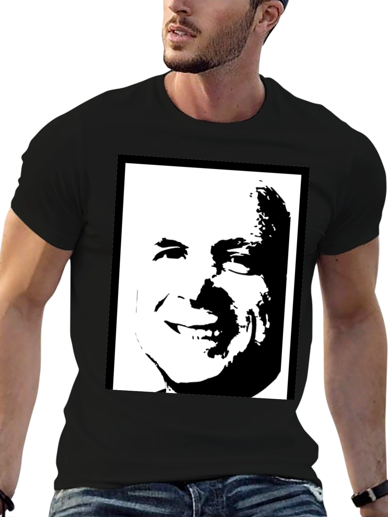 Black Graphic Tee - Bold Face Design