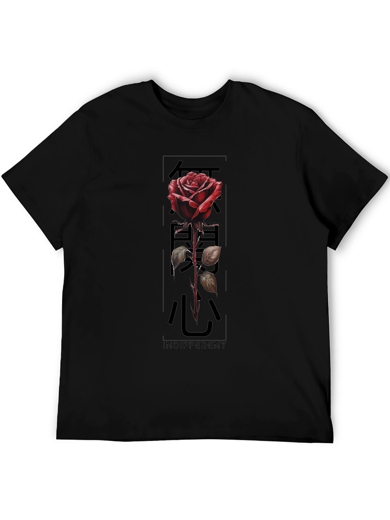 Indifferent Rose Graphic Black T-Shirt