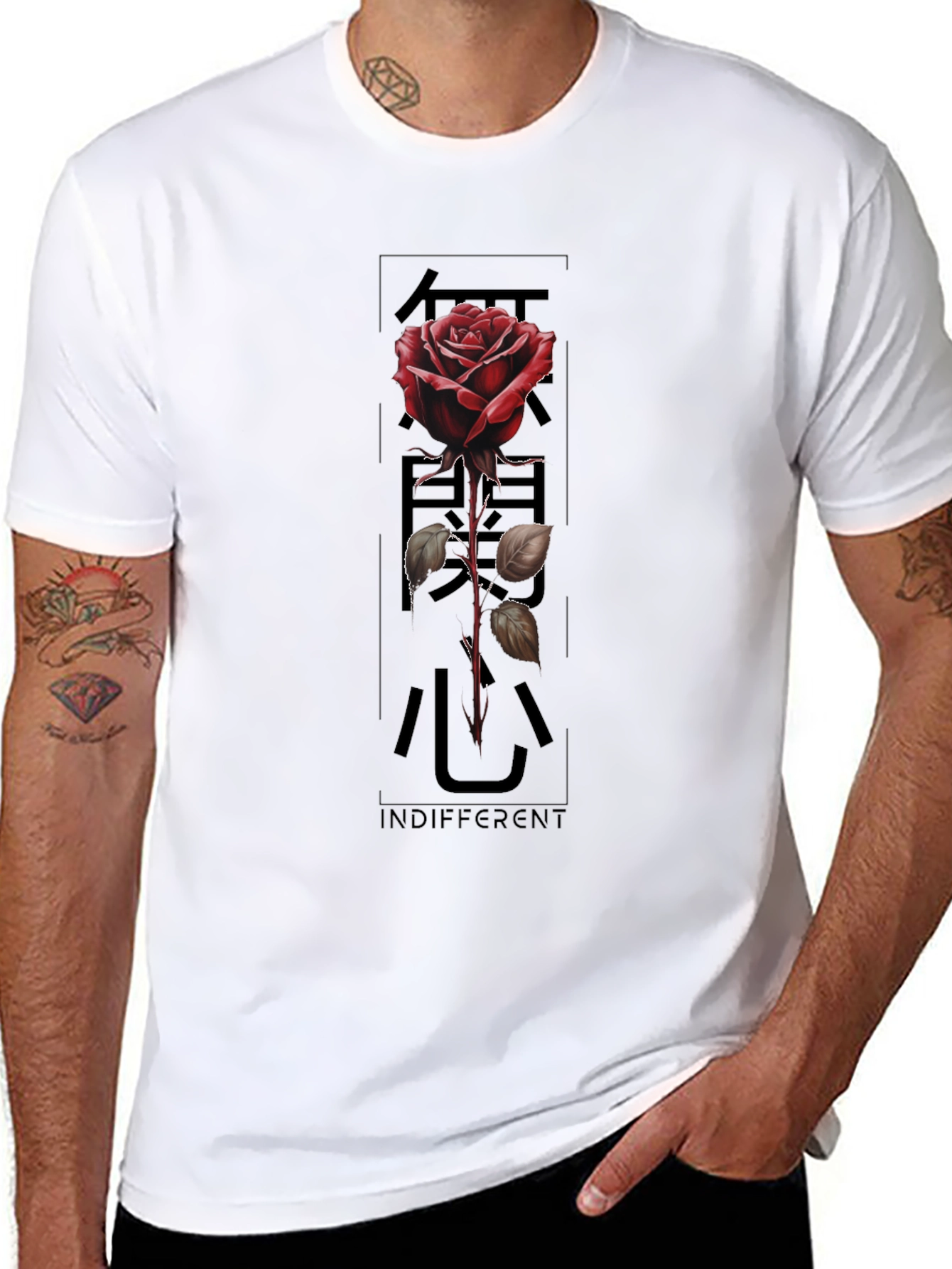 Indifferent Rose Graphic Black T-Shirt