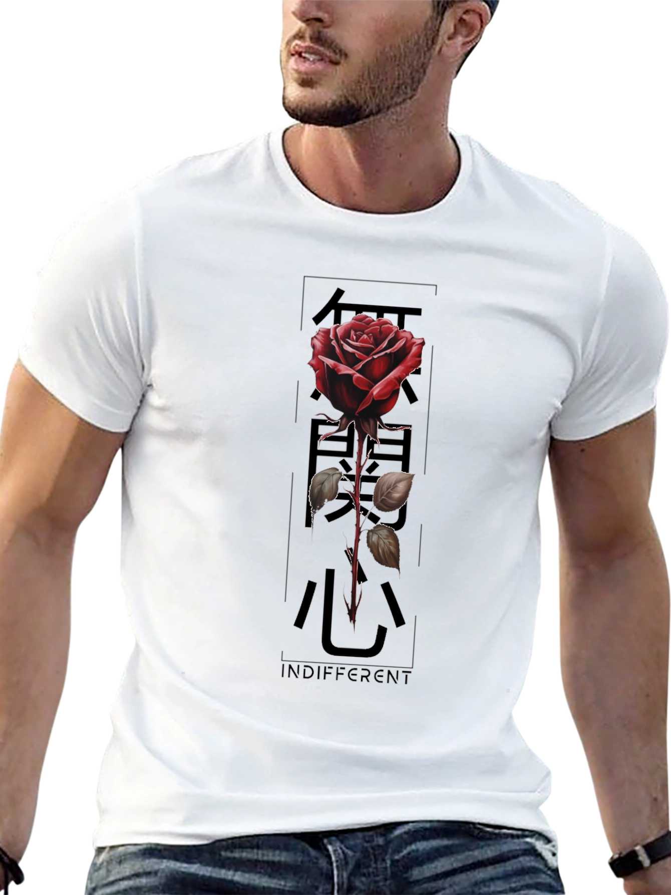 Indifferent Rose Graphic Black T-Shirt