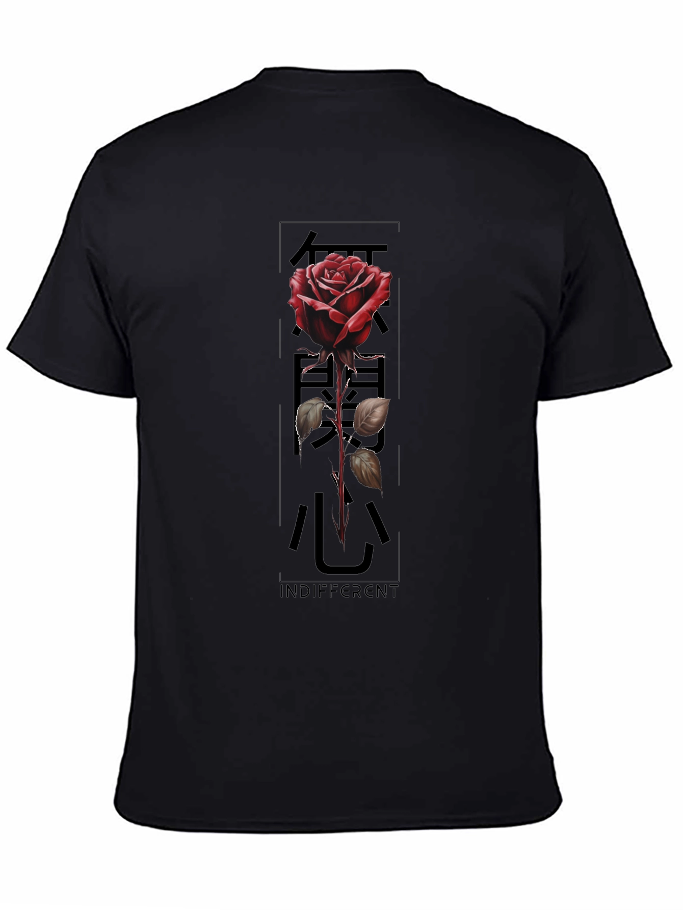 Indifferent Rose Graphic Black T-Shirt