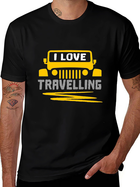 I Love Travelling Graphic Tee - Black Unisex T-Shirt