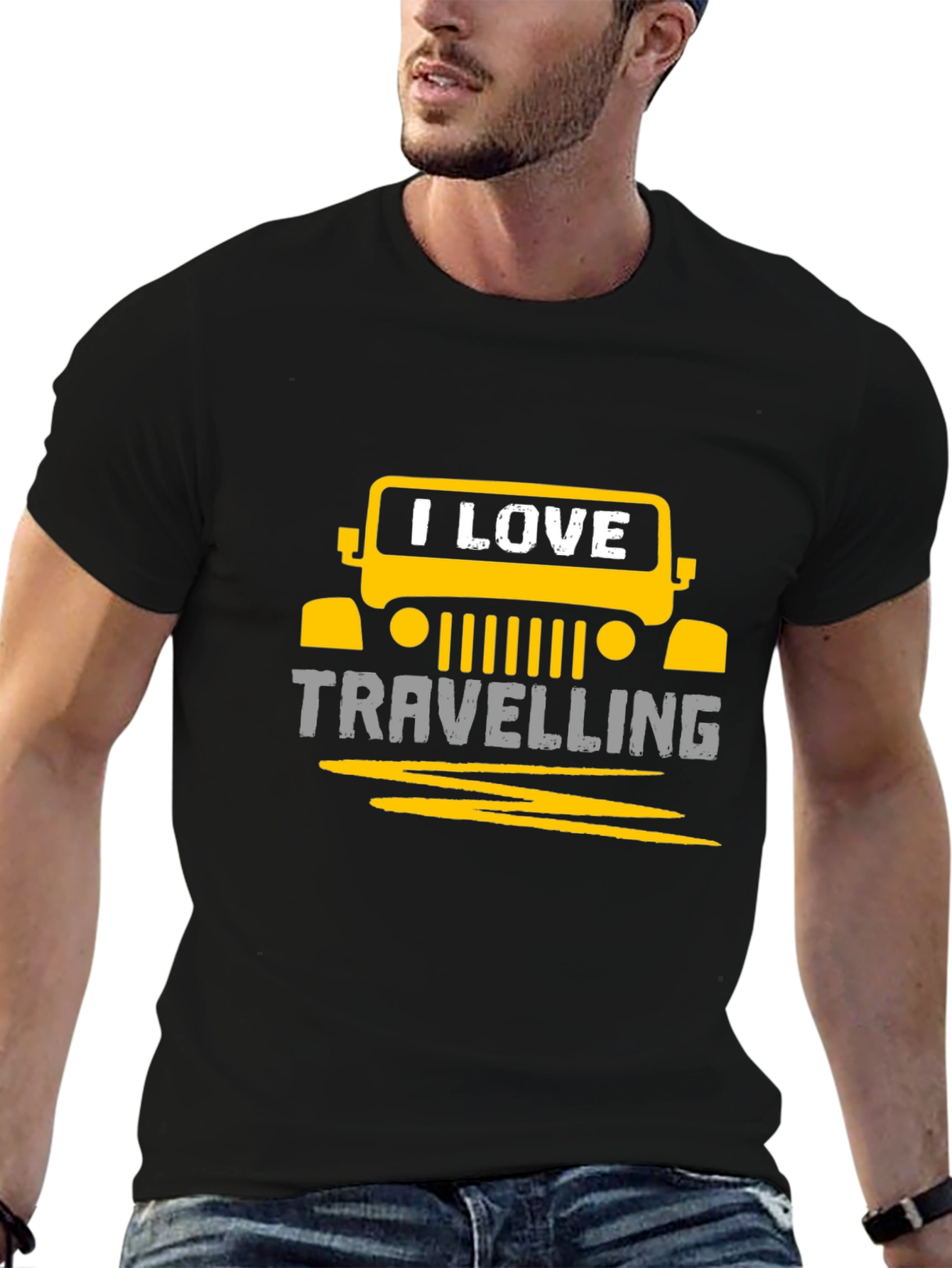 I Love Travelling Graphic Tee - Black Unisex T-Shirt
