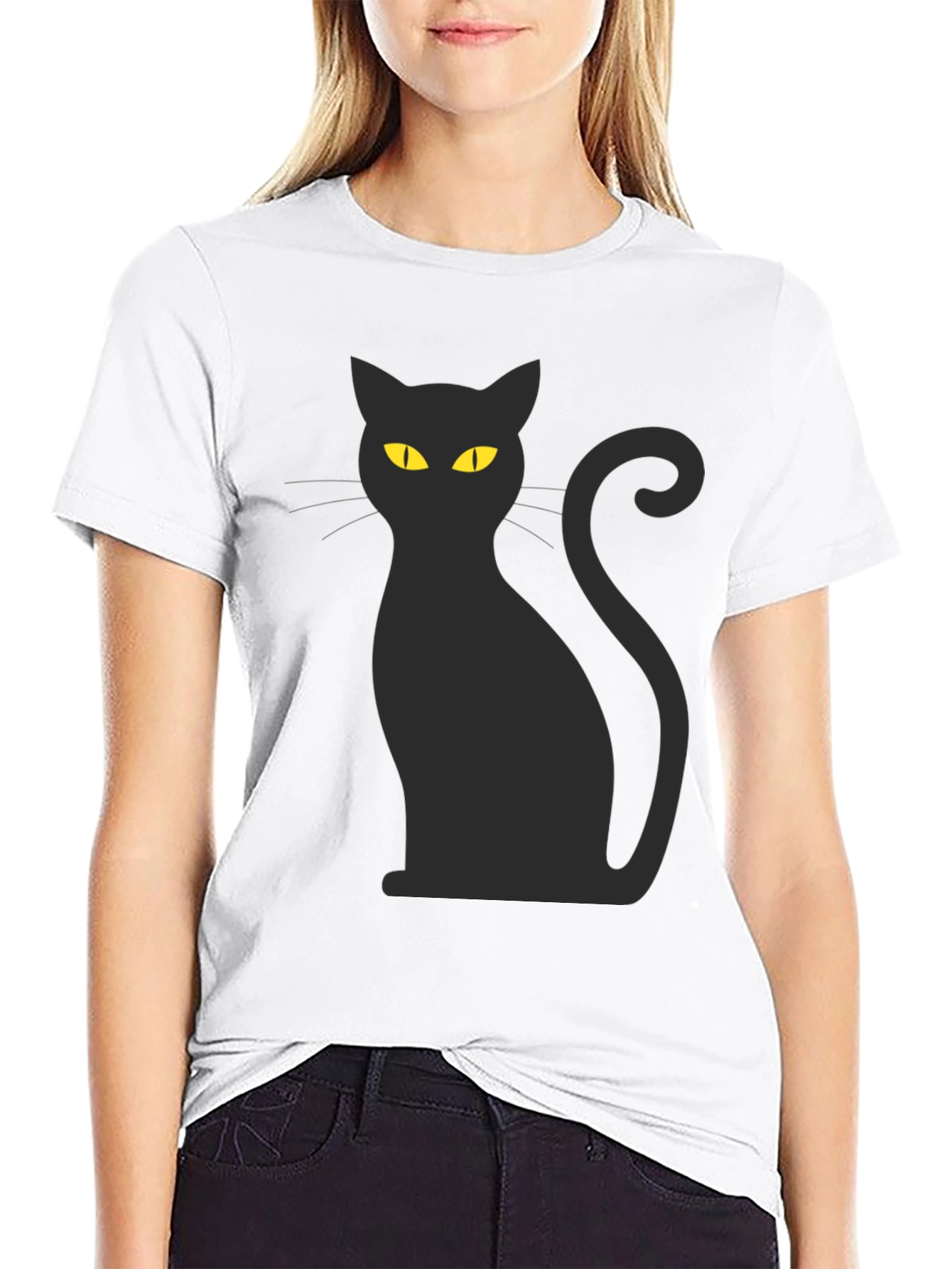 Black Cat Graphic Tee - Halloween Style