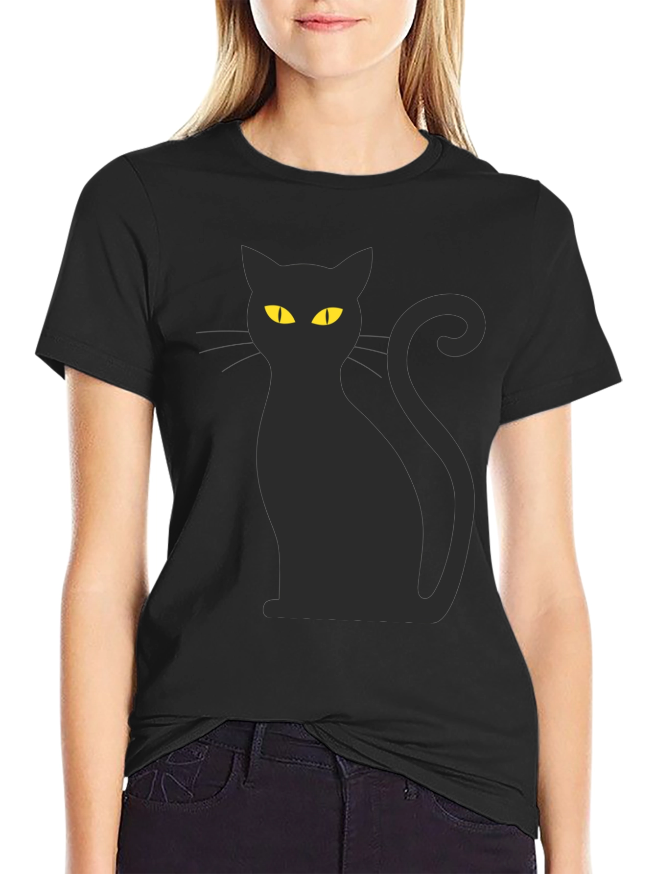 Black Cat Graphic Tee - Halloween Style