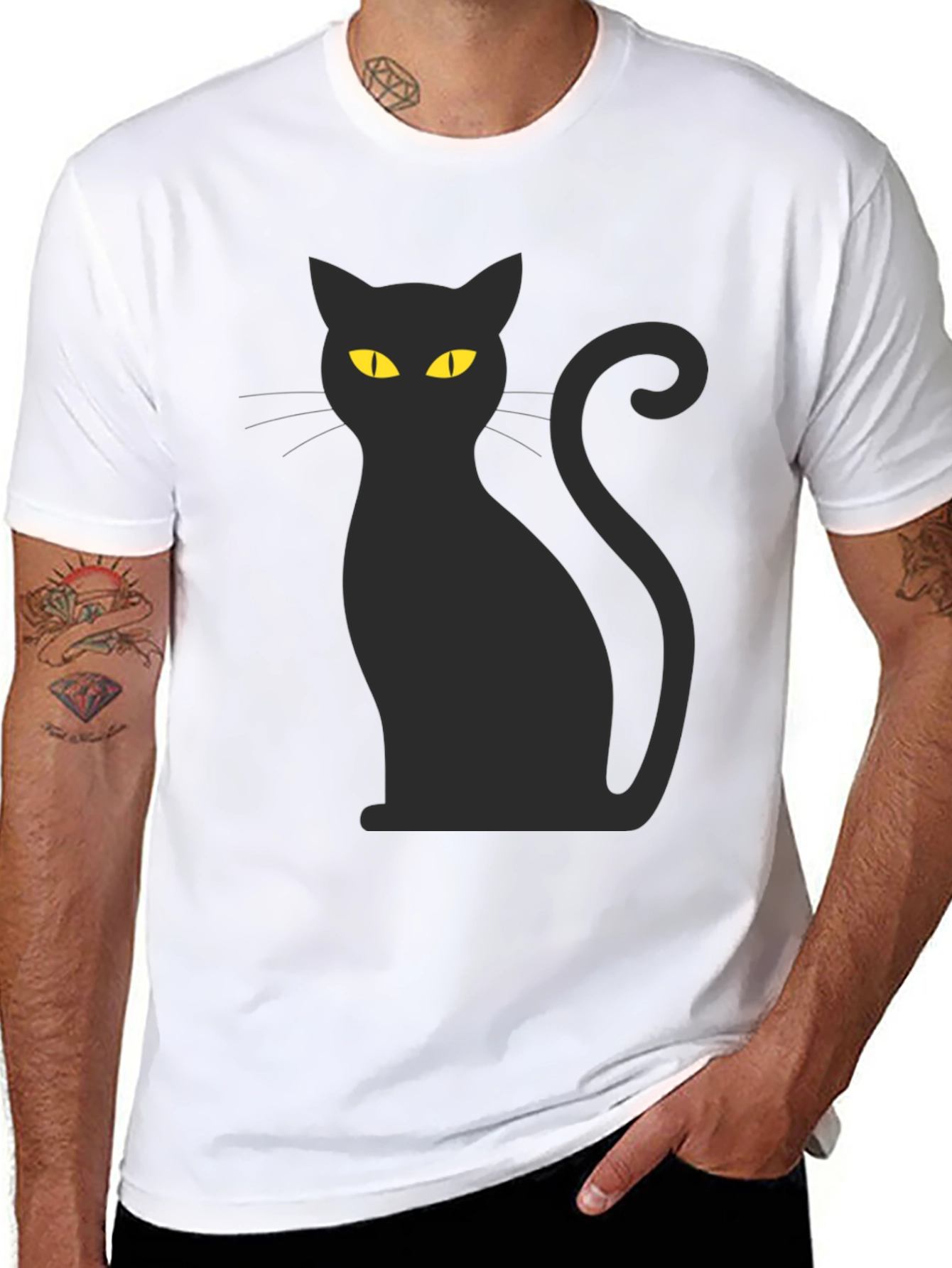 Black Cat Graphic Tee - Halloween Style