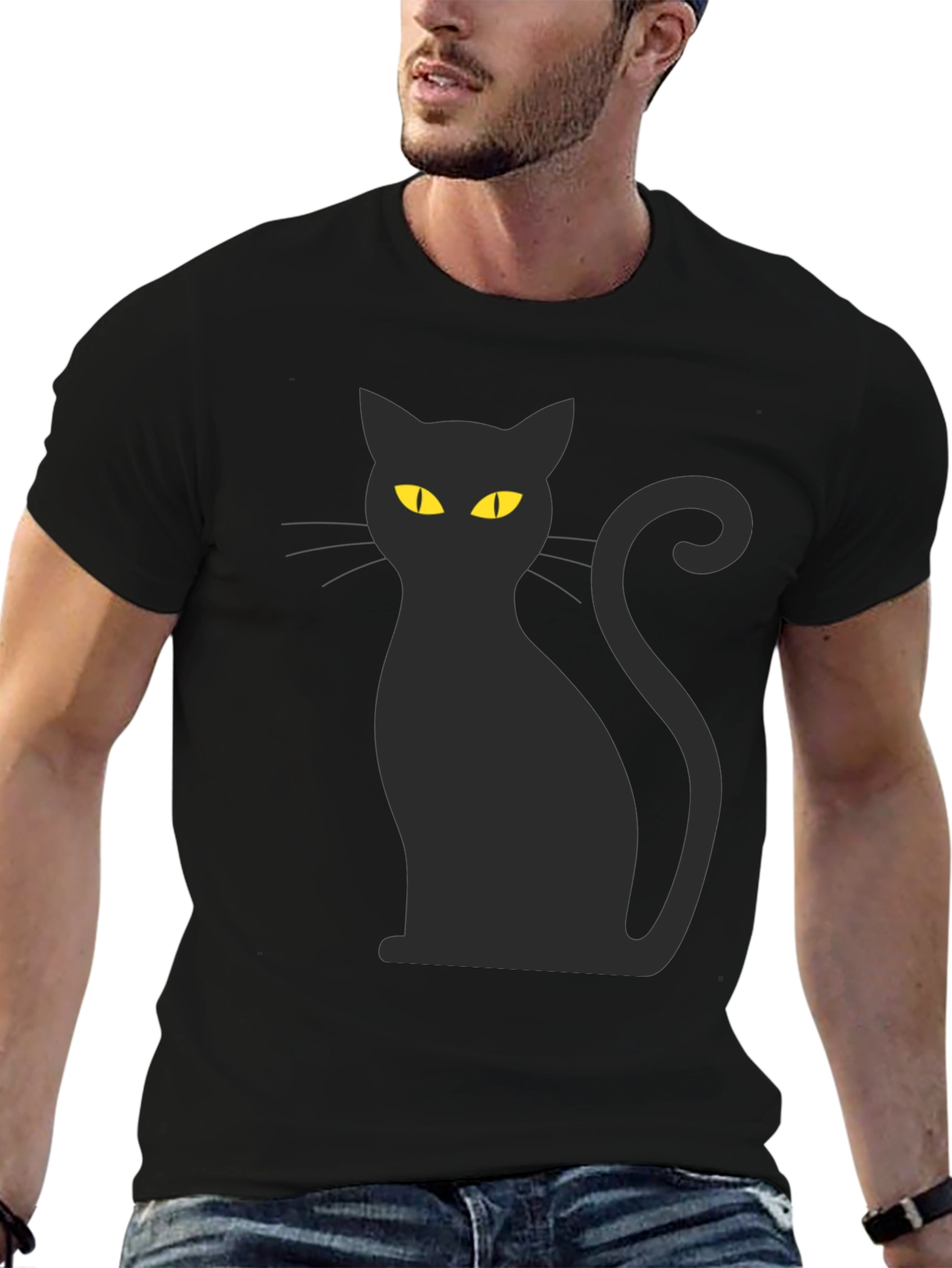 Black Cat Graphic Tee - Halloween Style