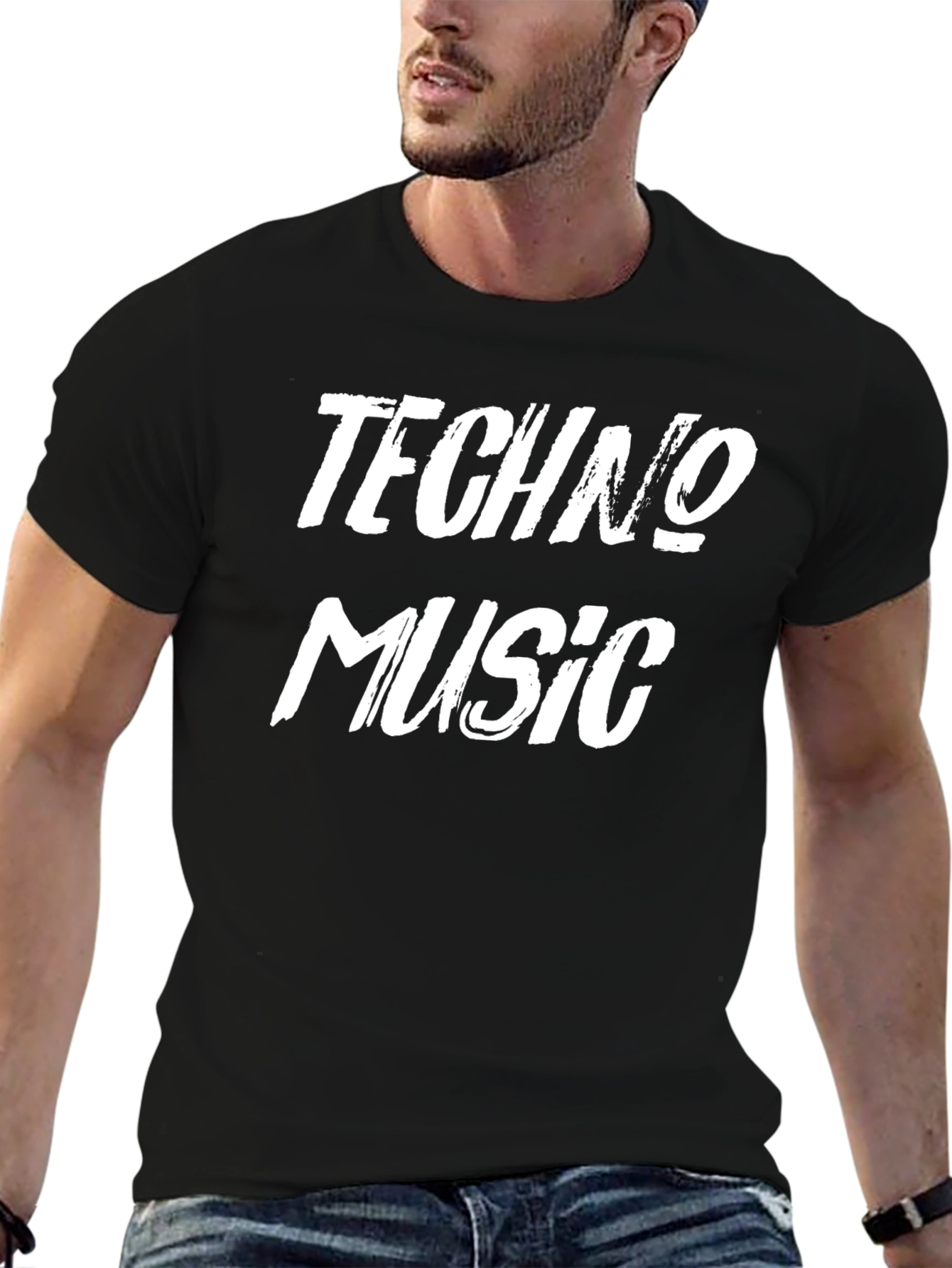 Techno Music Graphic T-Shirt - Black Cotton Tee