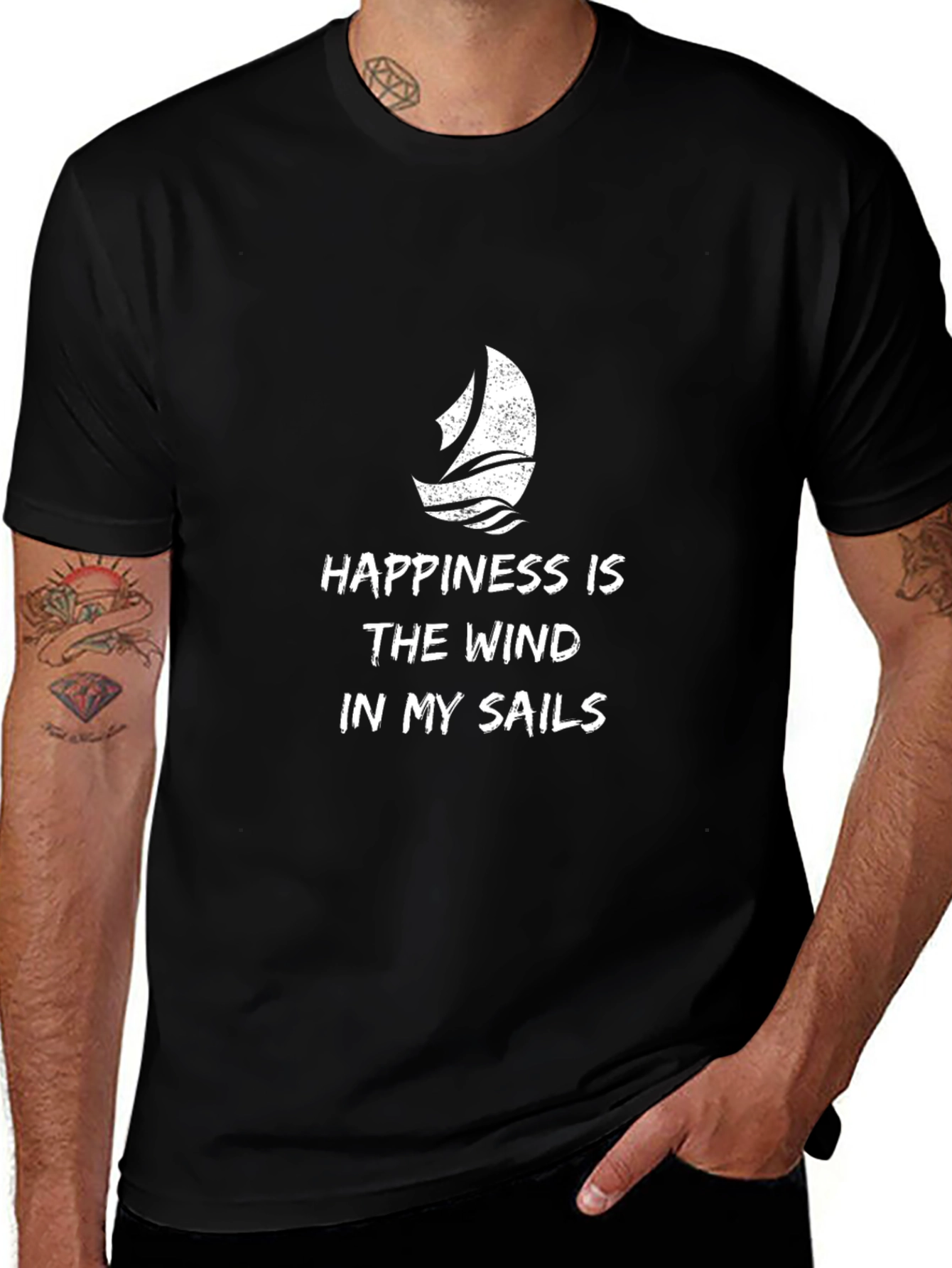 Sailboat Graphic T-Shirt - Happiness in the Wind
