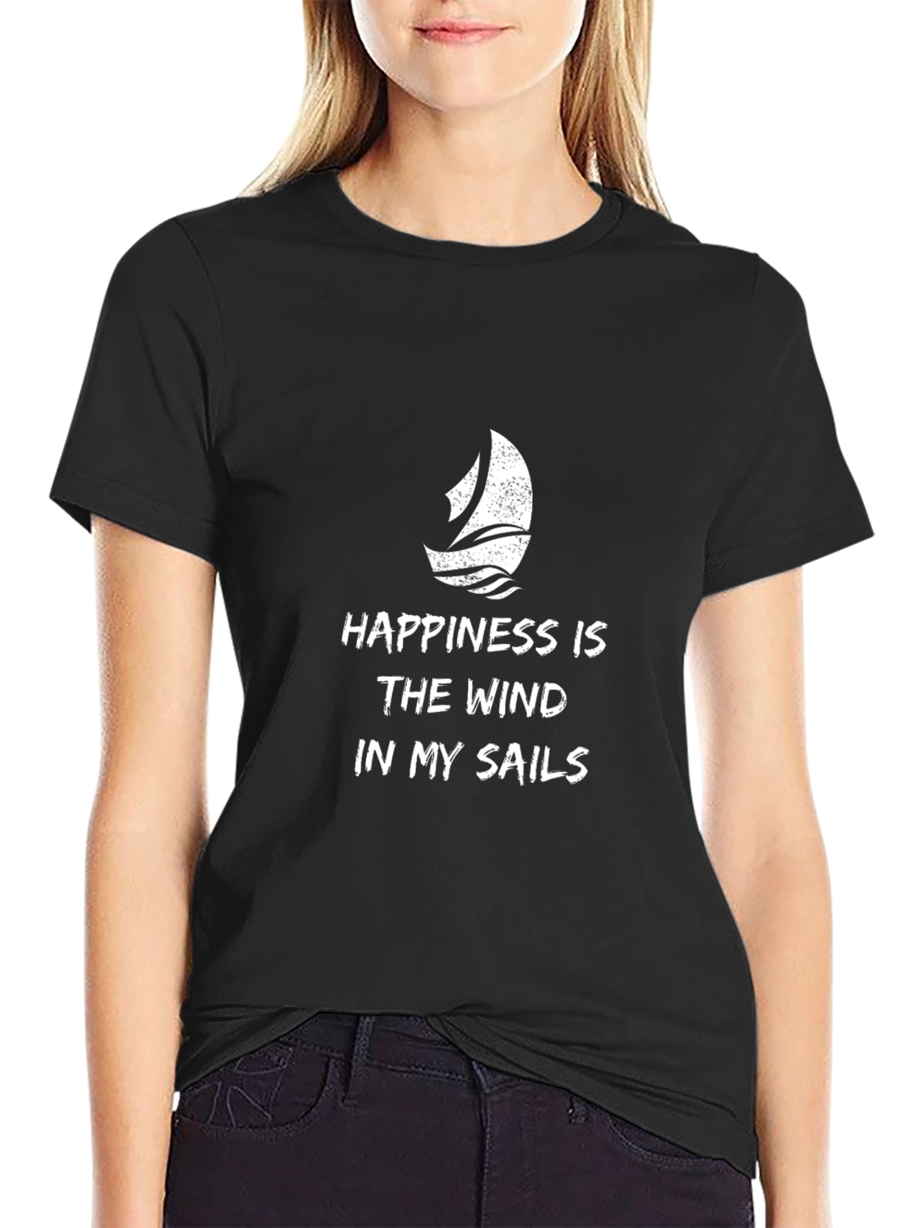 Sailboat Graphic T-Shirt - Happiness in the Wind
