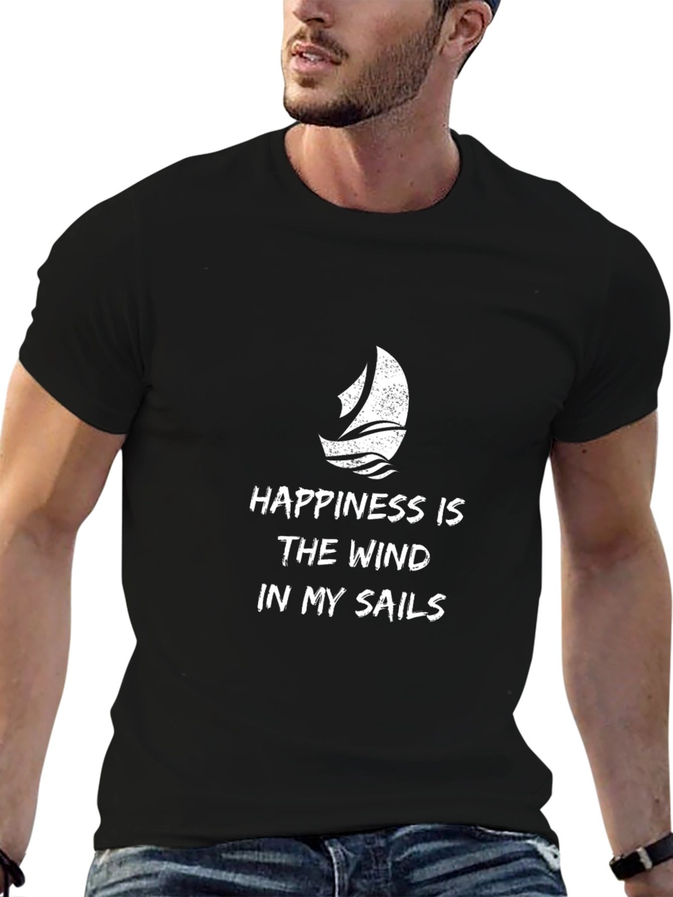 Sailboat Graphic T-Shirt - Happiness in the Wind
