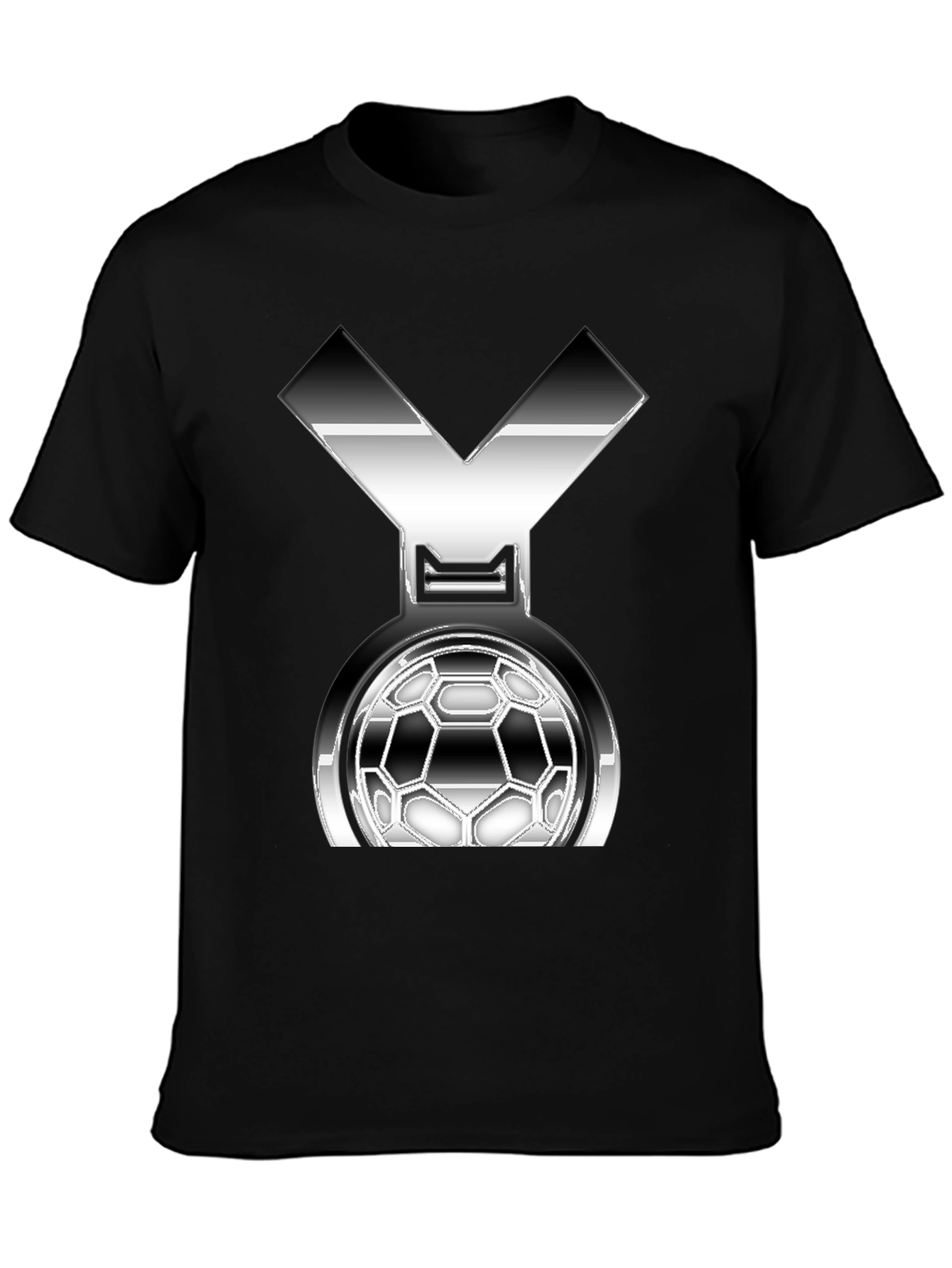 Metallic Soccer Medal Graphic T-Shirt