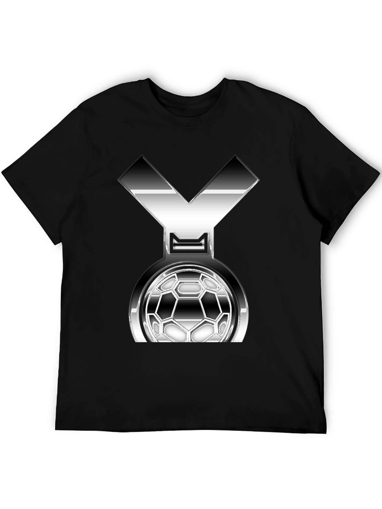 Metallic Soccer Medal Graphic T-Shirt