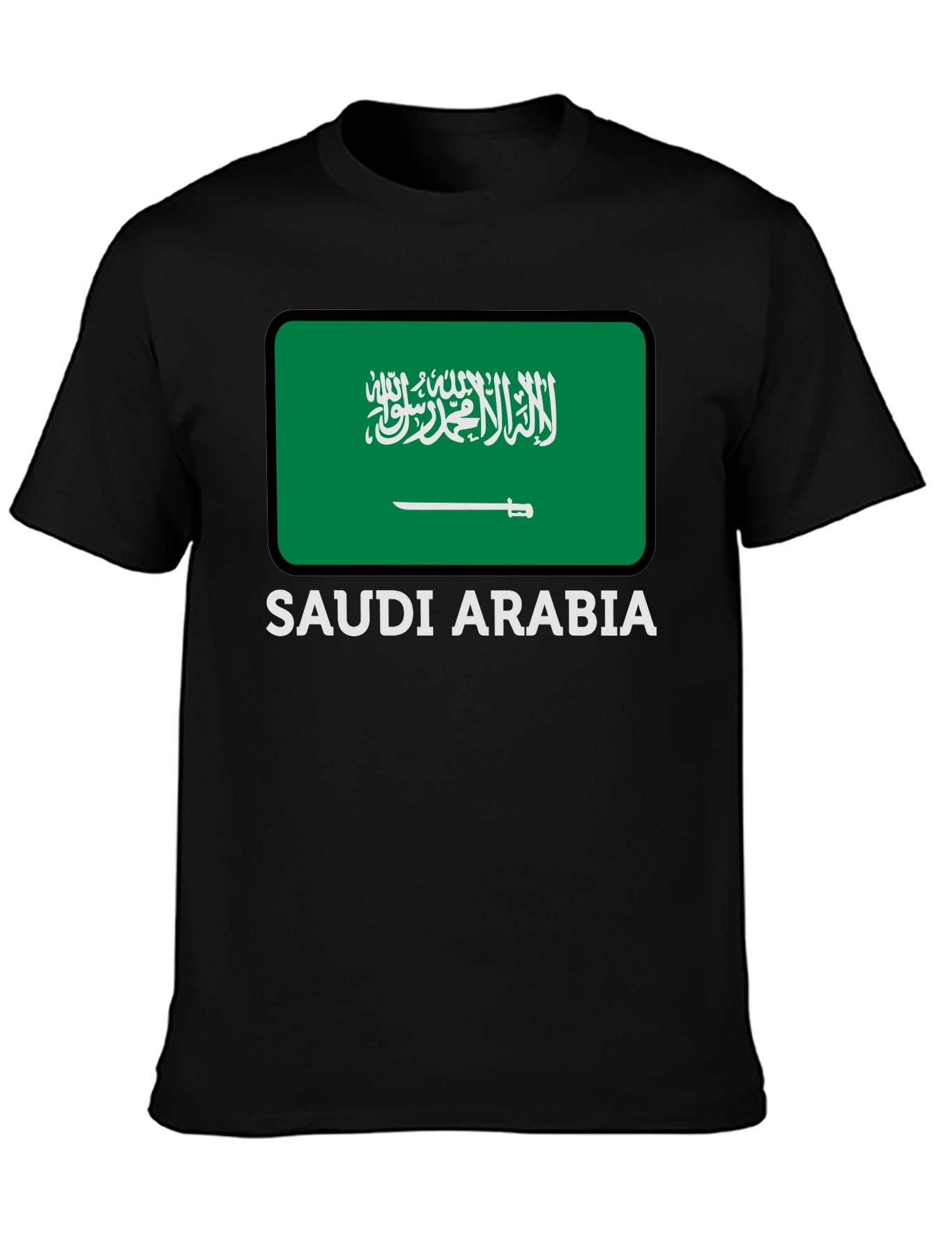 Saudi Arabia Flag Graphic Tee - Black Cotton T-Shirt