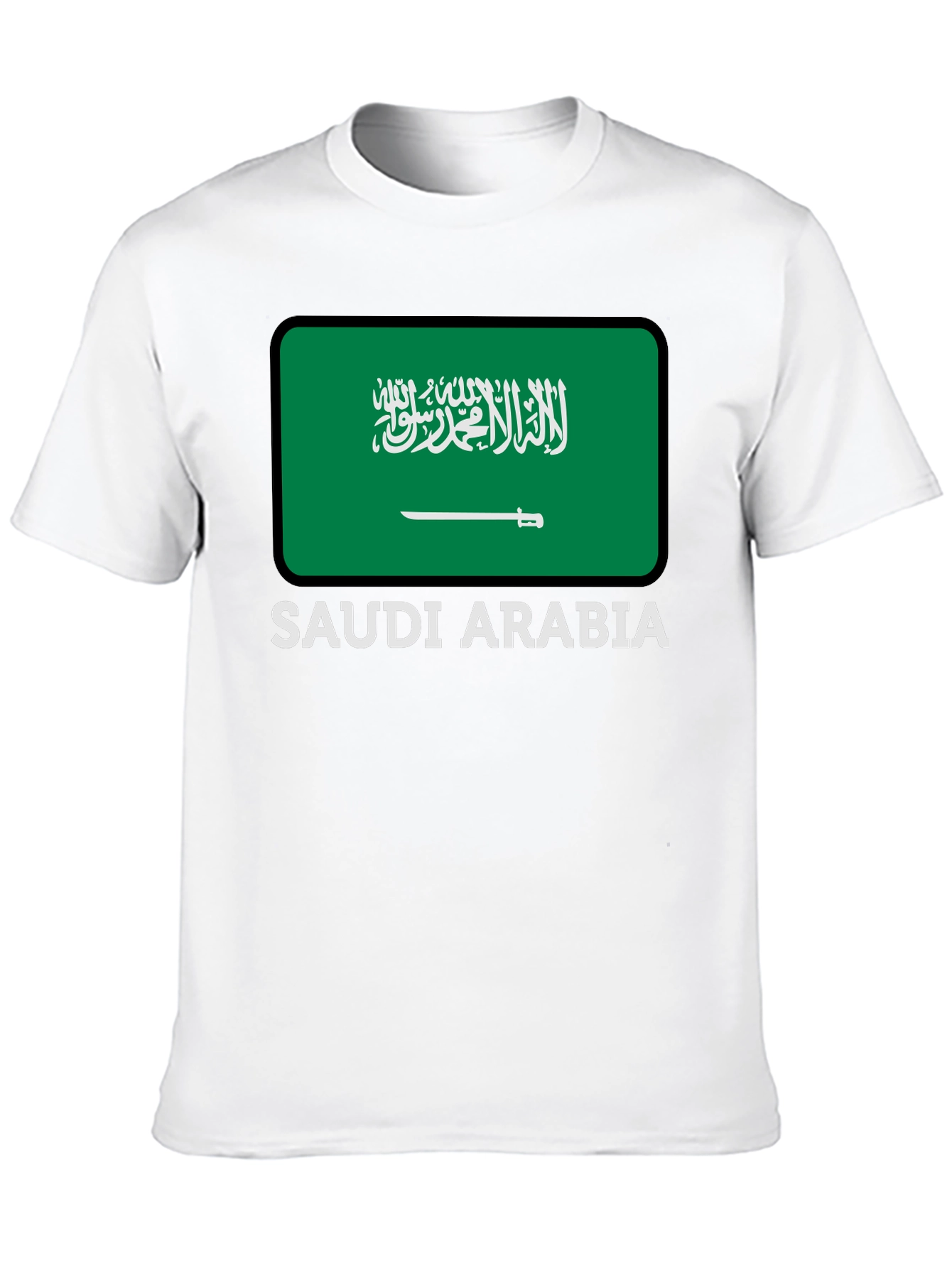 Saudi Arabia Flag Graphic Tee - Black Cotton T-Shirt
