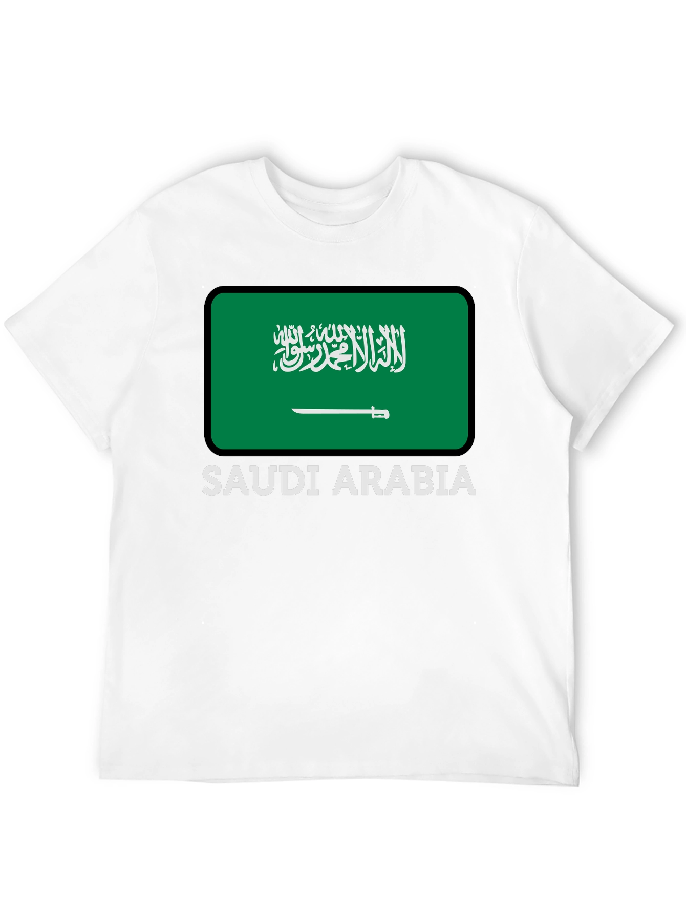 Saudi Arabia Flag Graphic Tee - Black Cotton T-Shirt