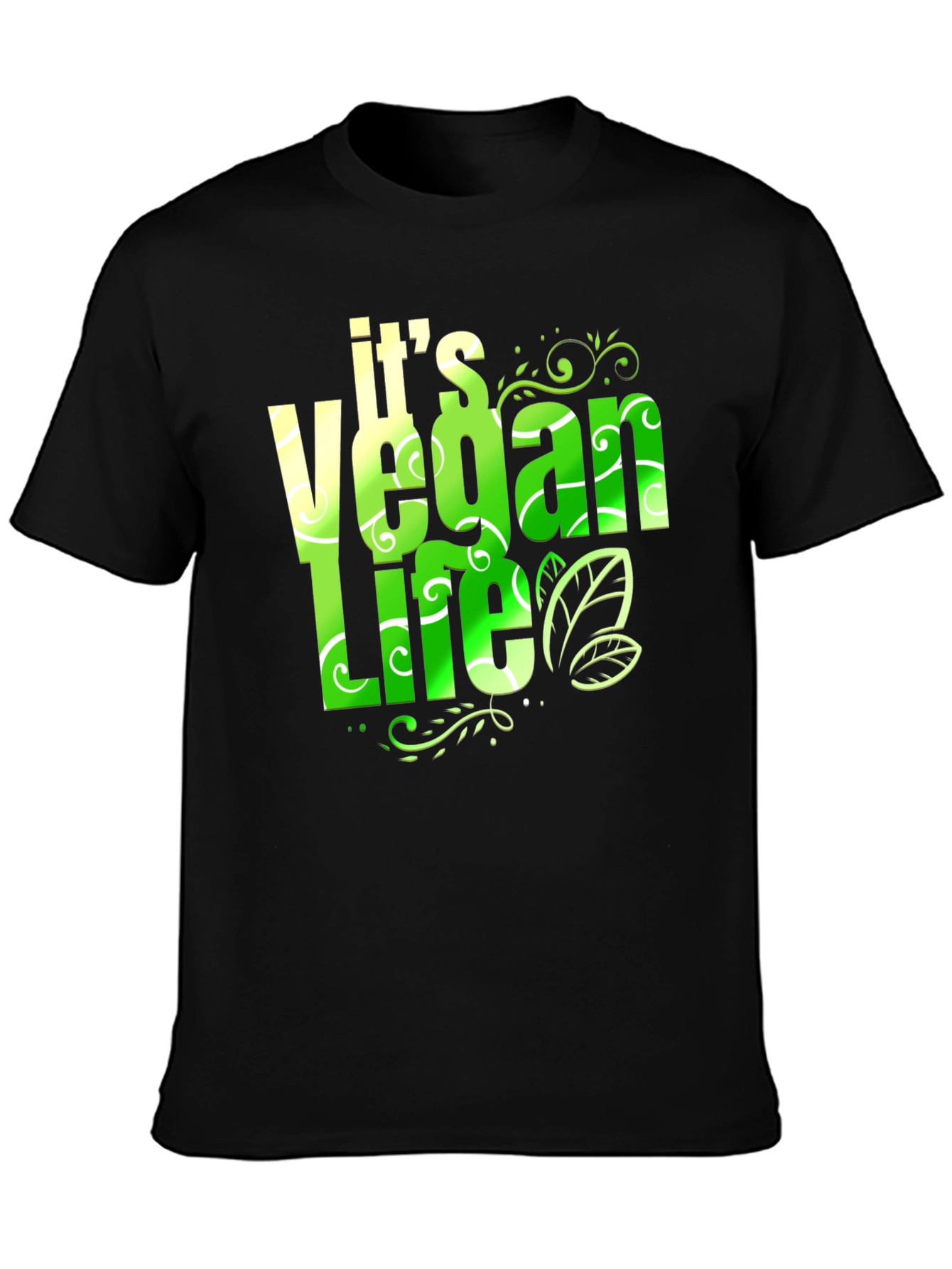Vegan Life T-Shirt: Green & White Design